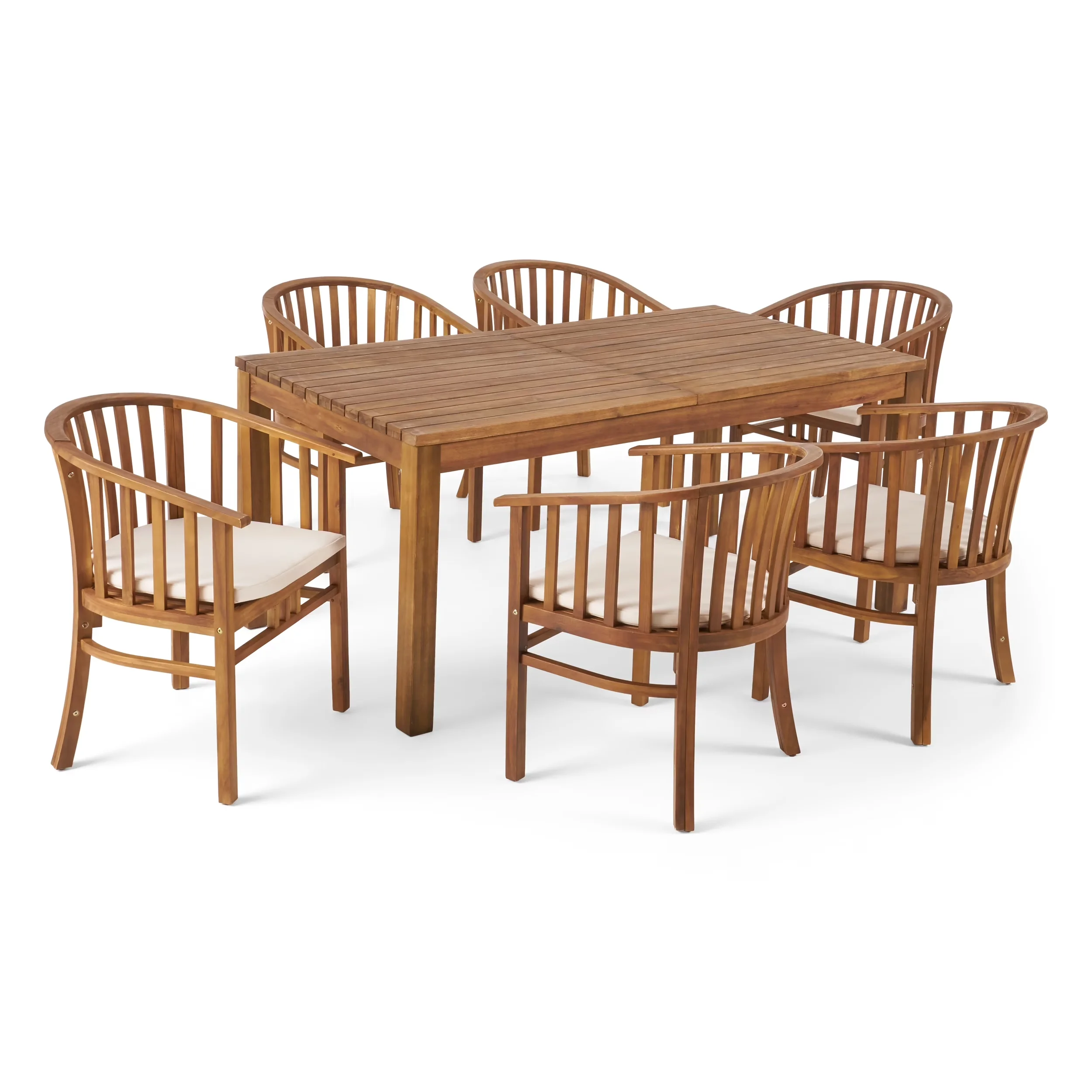Compact Patio Dining Set with Rustic/Lodge, Material: Acacia Wood - Acacia Wood, Water Resistant Fabric Multi-Color Model F5F92B