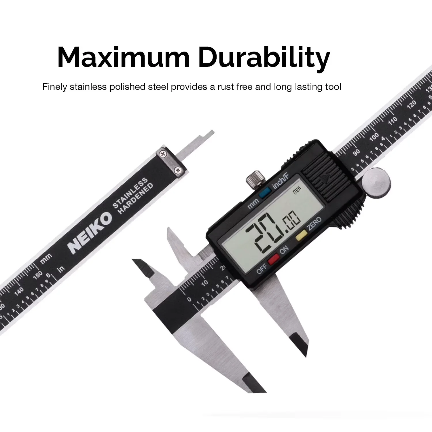 Sleek Measuring Layout with Battery, Accurate Measurement, Easy To Read - Stainless Steel Black Model AAF09E