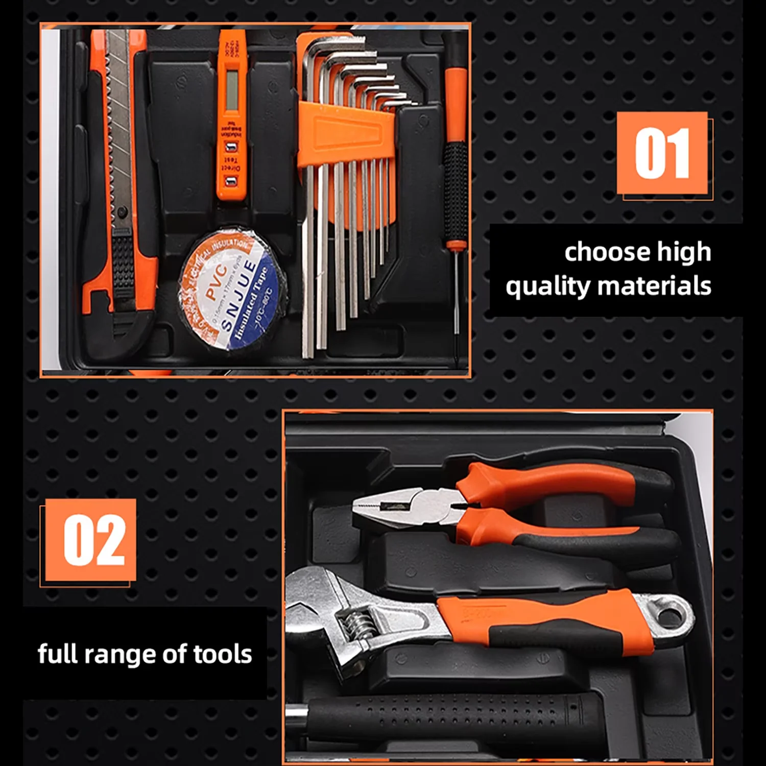 Hand Tool Set Modern with Compact, 20-piece home, essential repair tools - Orange for Home Model BEC8A1