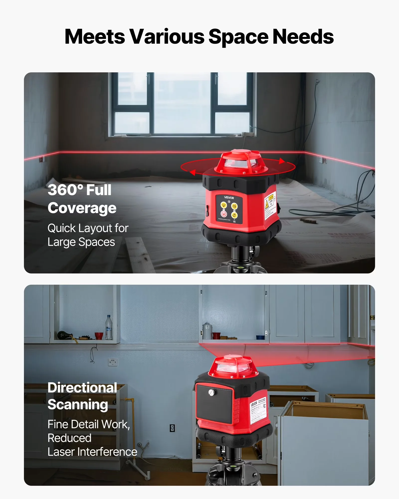 Modern Measuring Layout with Battery, Lightweight, 0.12in/100ft Precision - Red Model 27E933