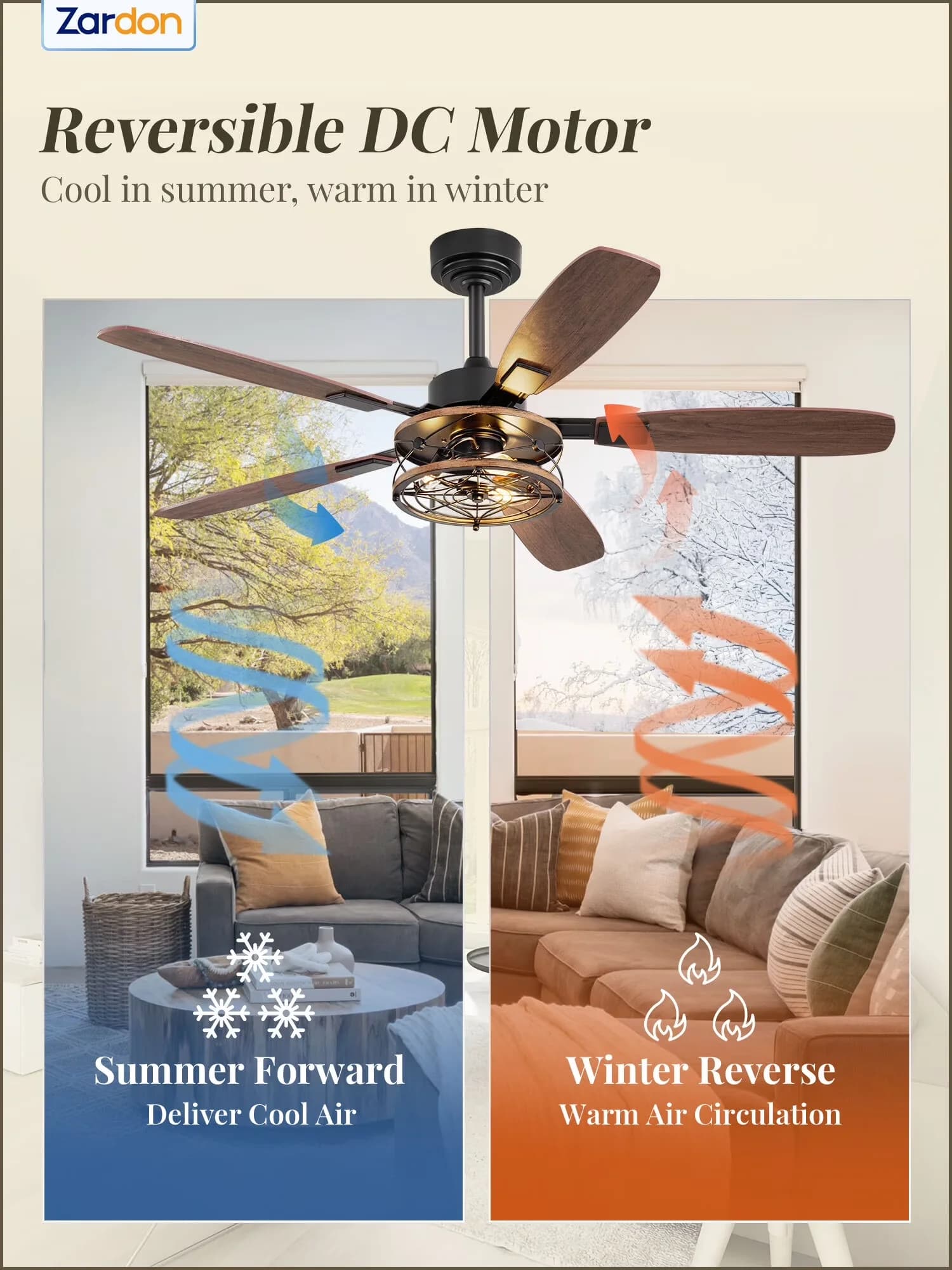 Efficient Ceiling Fan with LED, Remote Controlled, 52 inch - Silver for Indoor Model B70E70
