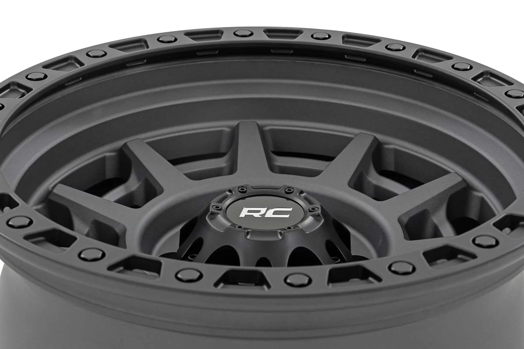 Versatile Wheels And Rim with One-Piece Construction, Gunmetal Gray w/Black Ring., Simulated Beadlock. - Aluminum Black Model 797F09