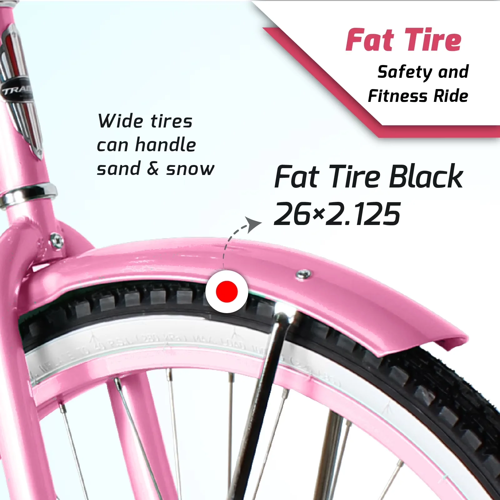 Efficient Cruiser Bike with Adjustable Seat - Pink 26 inch - Long-Lasting Performance Model 0A867C