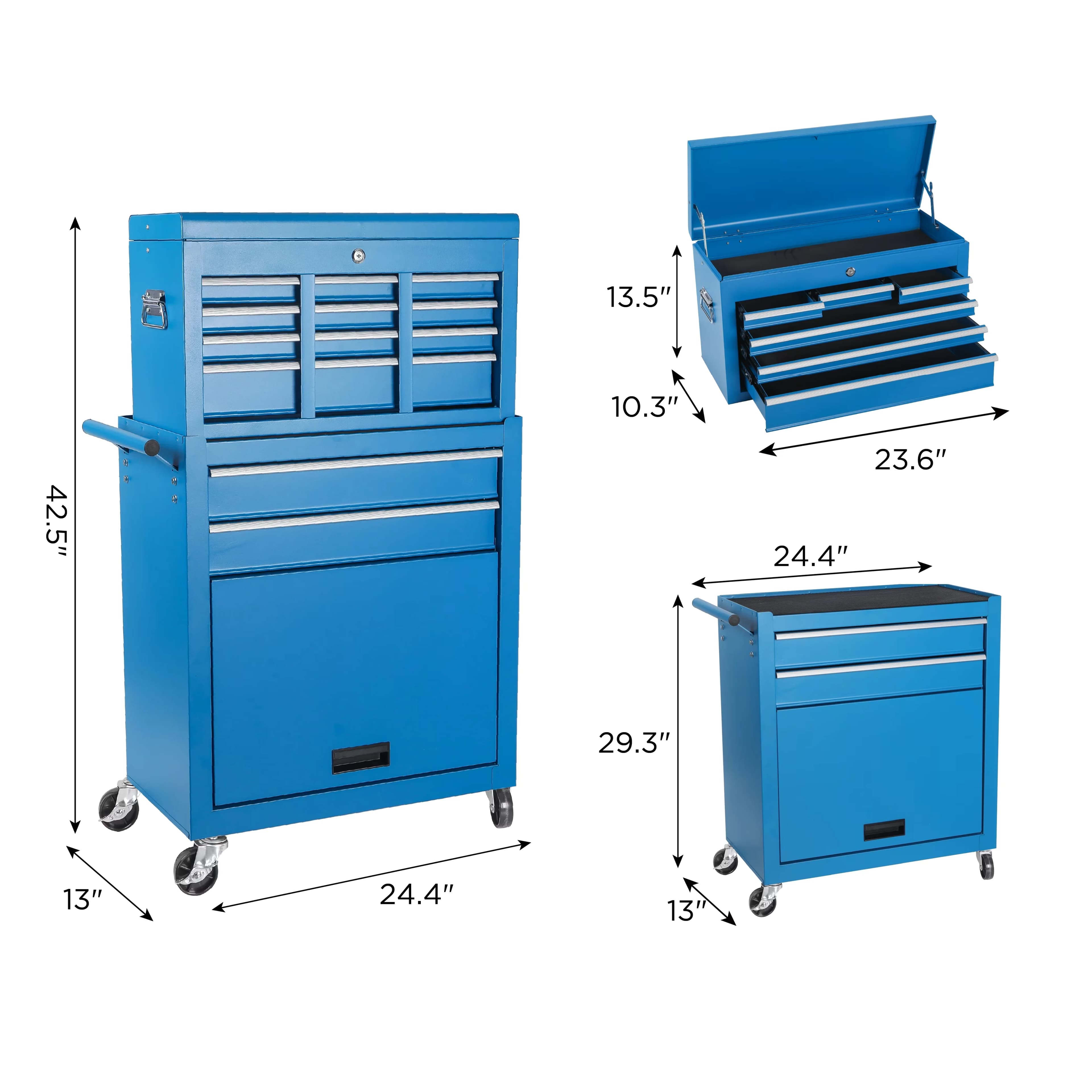 Compact Toolstorage with Adjustable - Blue Steel Drawer - Essential Collection Model EFE24A