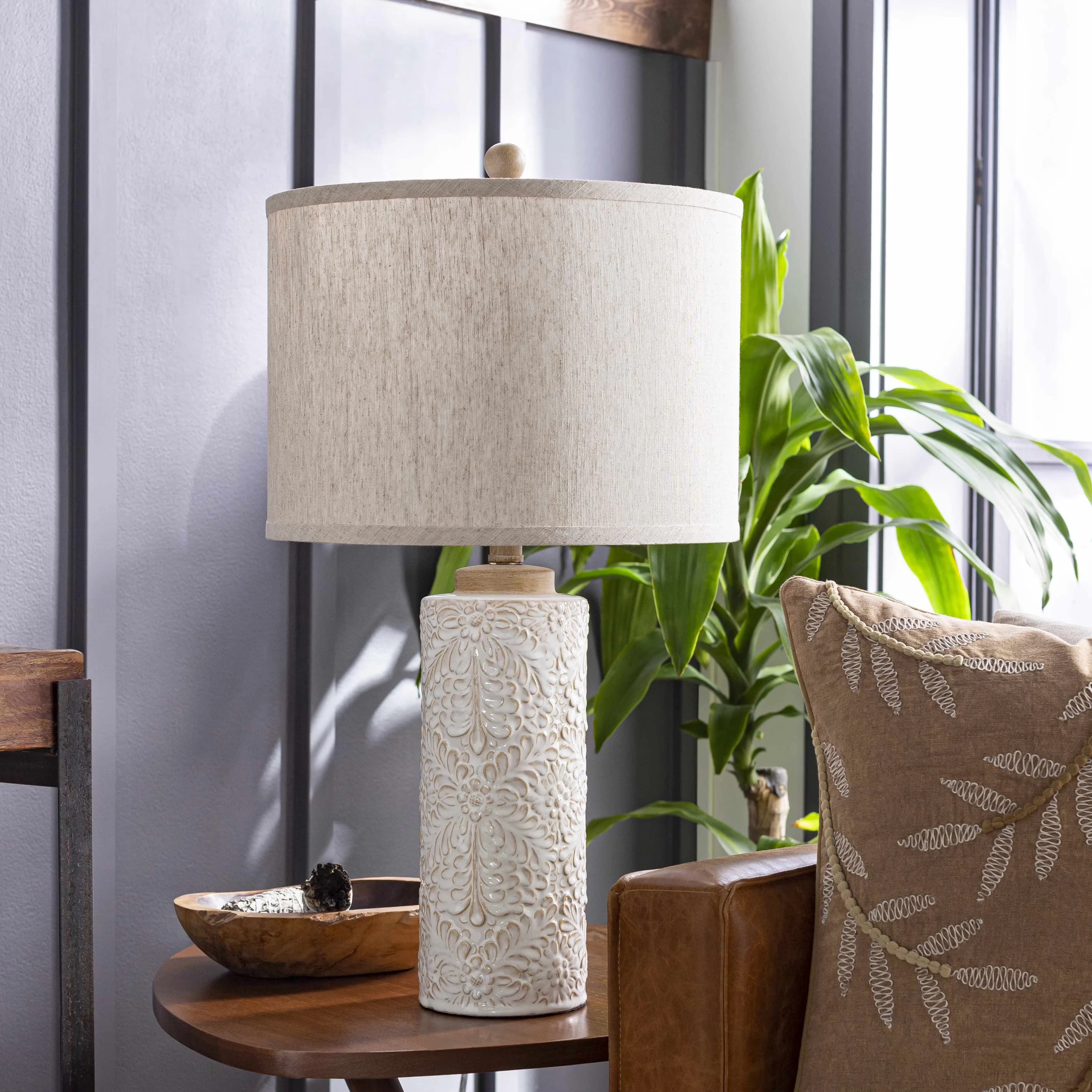 Reliable Lamp with Traditional, Indoor Use Only, Spot clean with mild detergent - Linen Beige Model 359F5E