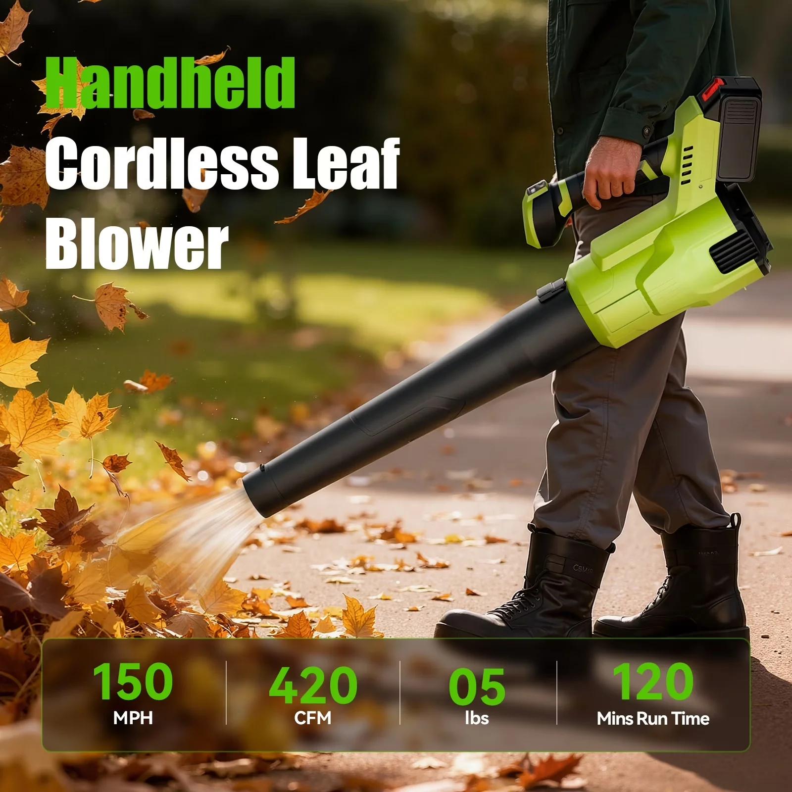 Versatile Leaf Blower with Battery, 21V, Cordless - 450CFM - Reliable Performance Model A8676B