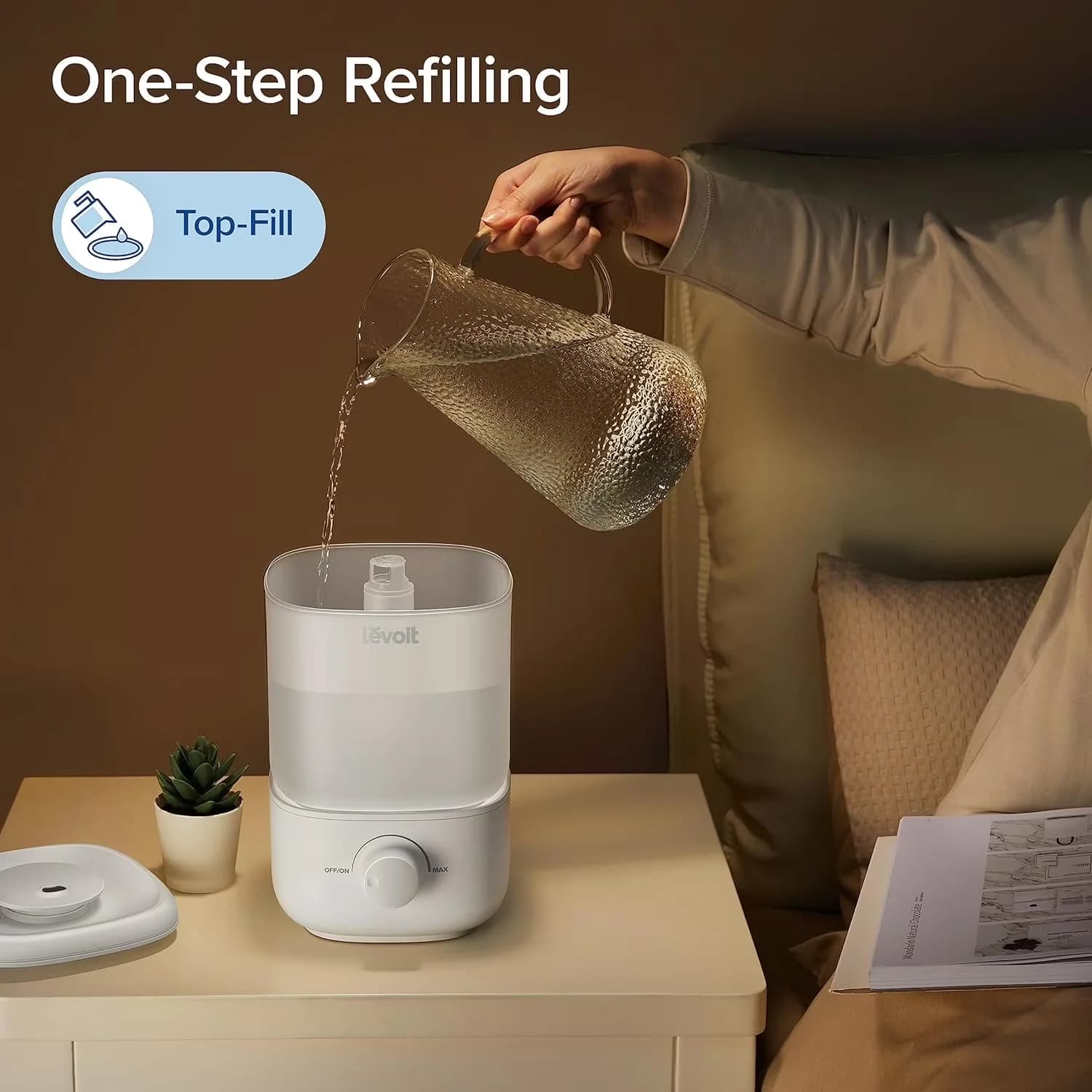 Humidifier Stylish with Oil Diffuser, Automatic Shut-Off - White for Large, Rooms Model C3B06E
