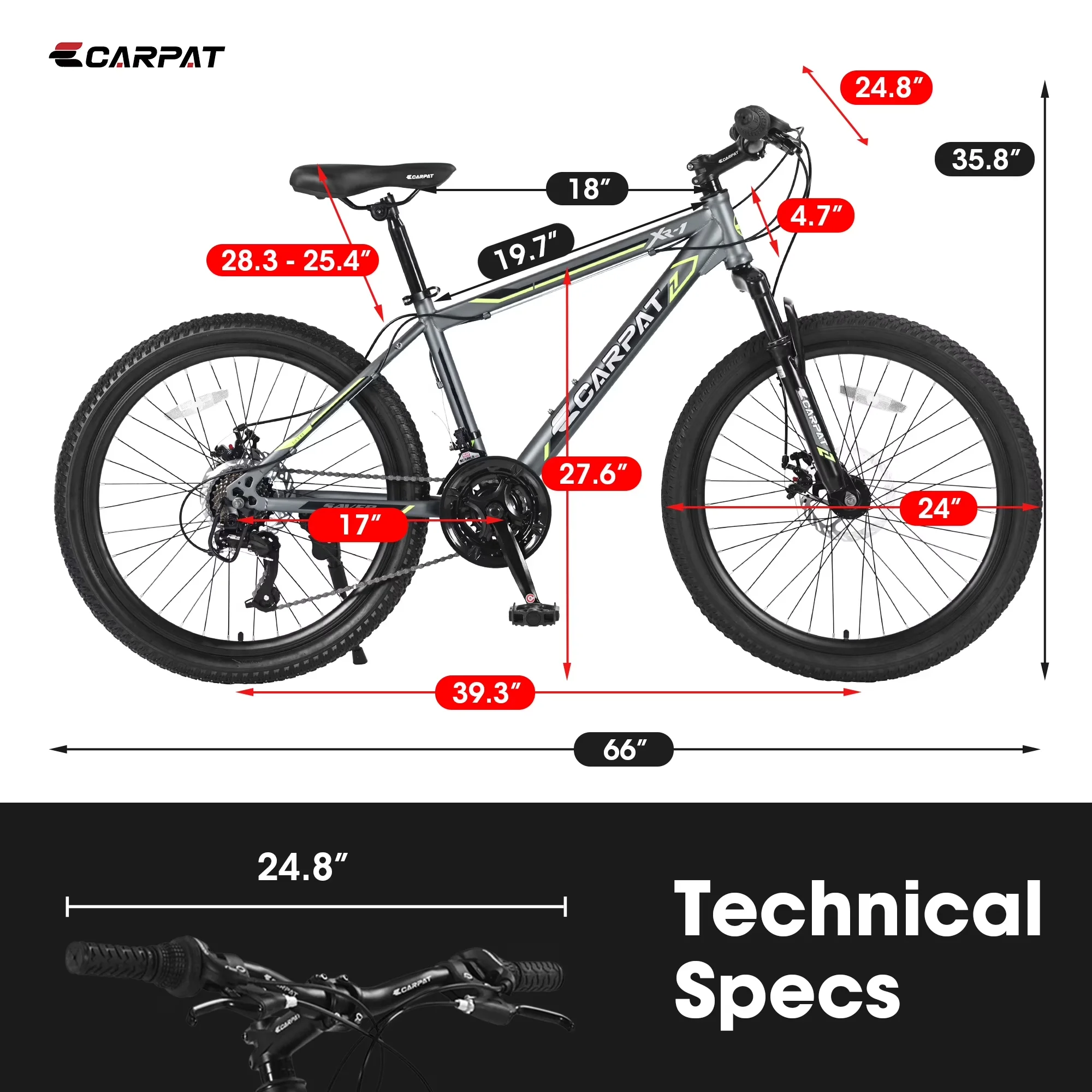 Kids Bike Innovative with Adjustable Height, Dual Disc Brakes & Suspension - Gray Model 46D6FD
