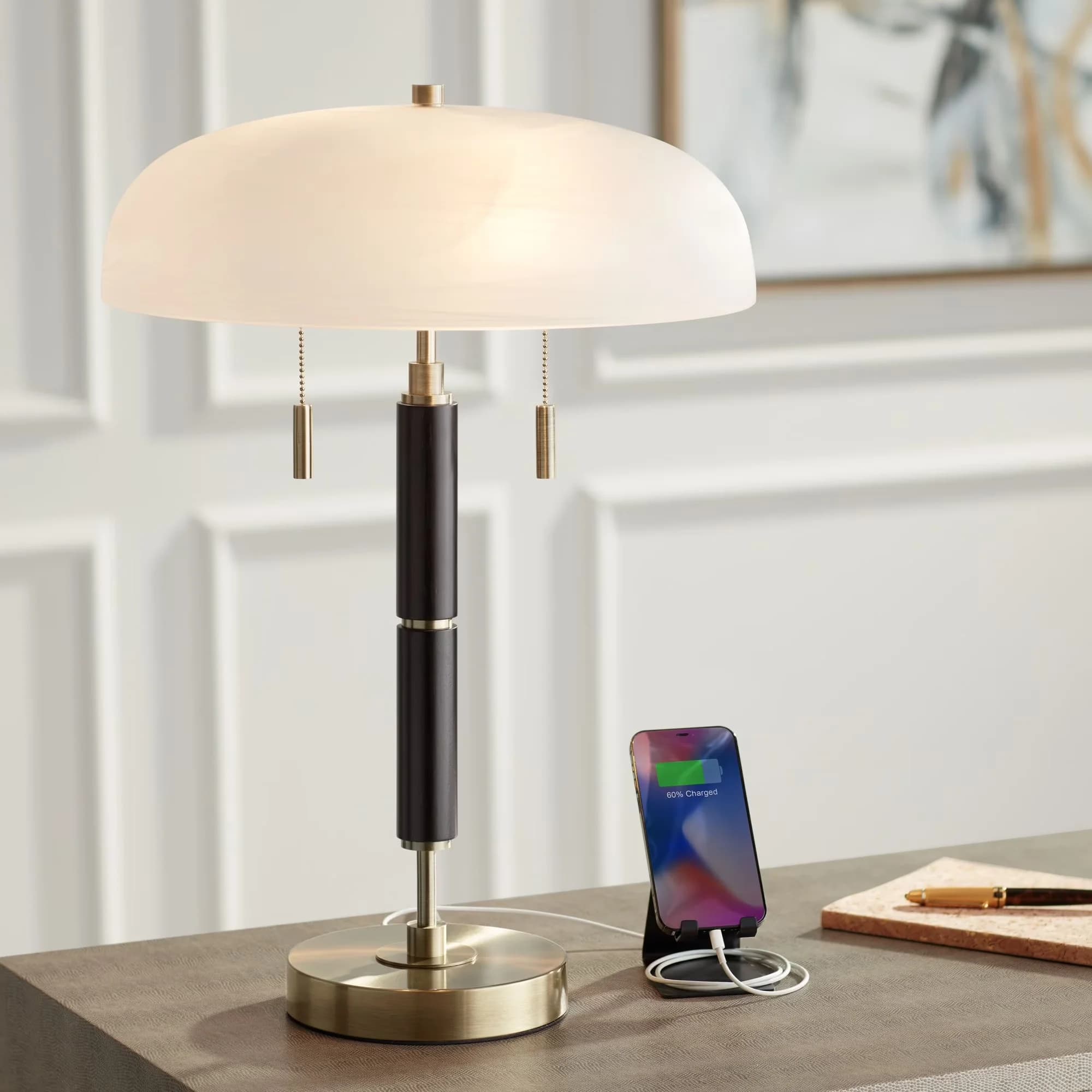Desk Lamp Modern with Contemporary, Standard Lamps, Usb Port - Black Metal Model 3B3164