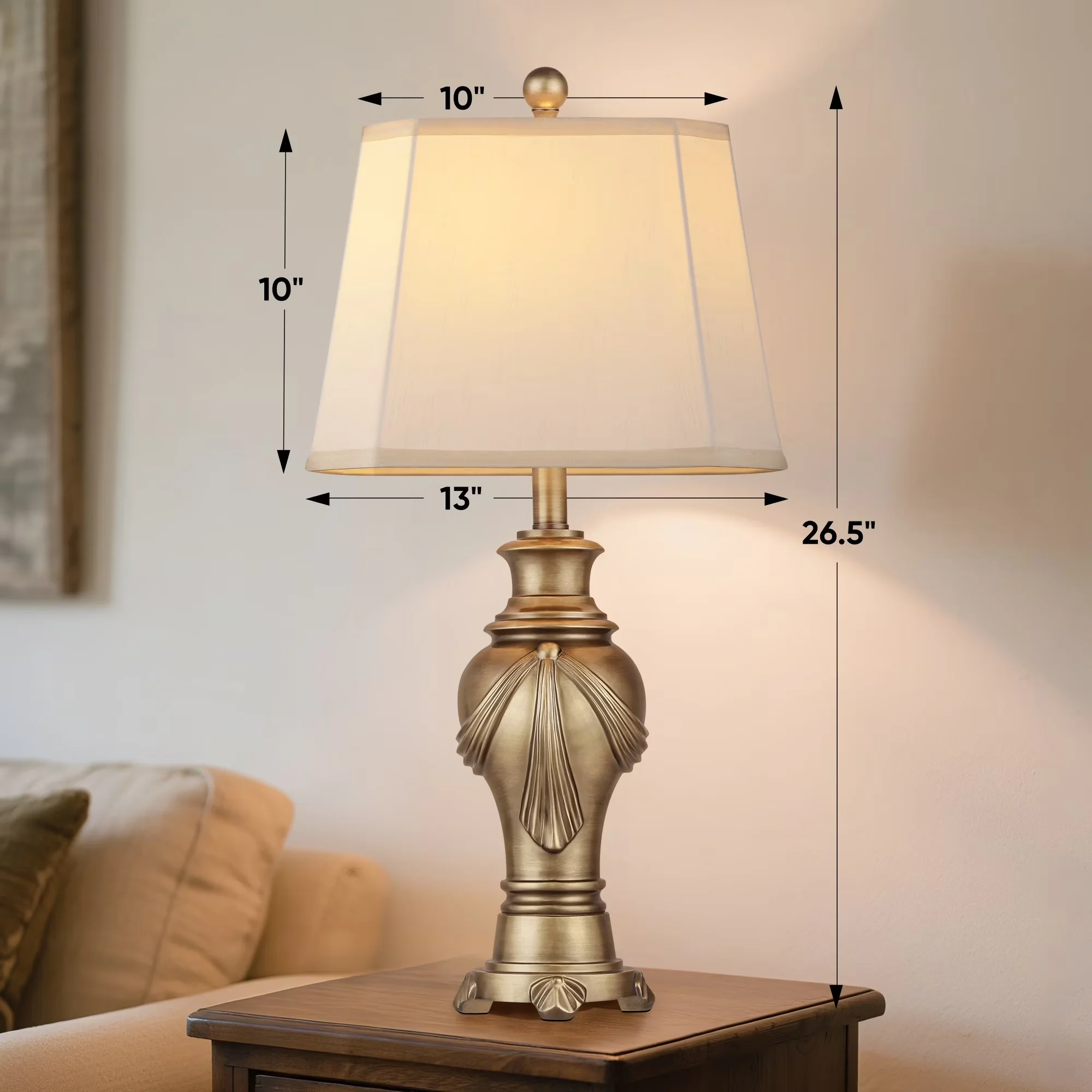 Innovative Table Lamp with LED, Energy Efficient, Standard Lamps - Resin Bronze for Living Room, Bedroom Model 1E87F6