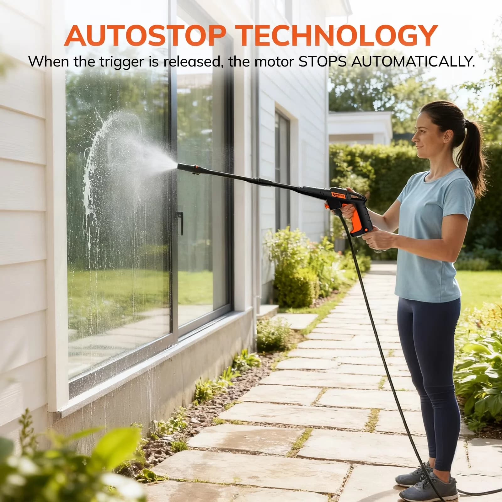 Pressure Washer Stylish with 1500W, Telescoping, Interchangeable Wand - Space-Saving Design Model A95A03