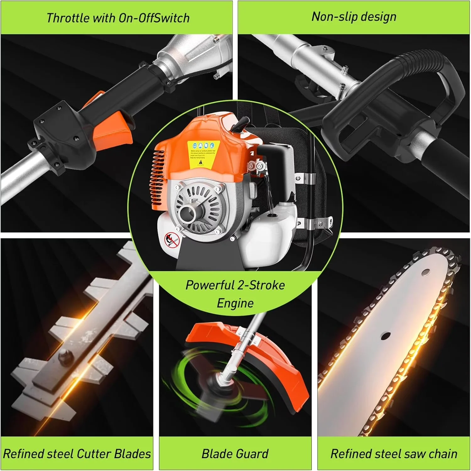 Professional String Trimmer with 52CC Gas Weed Wacker, Gas, Gas Hedge - Orange Model 0BC670