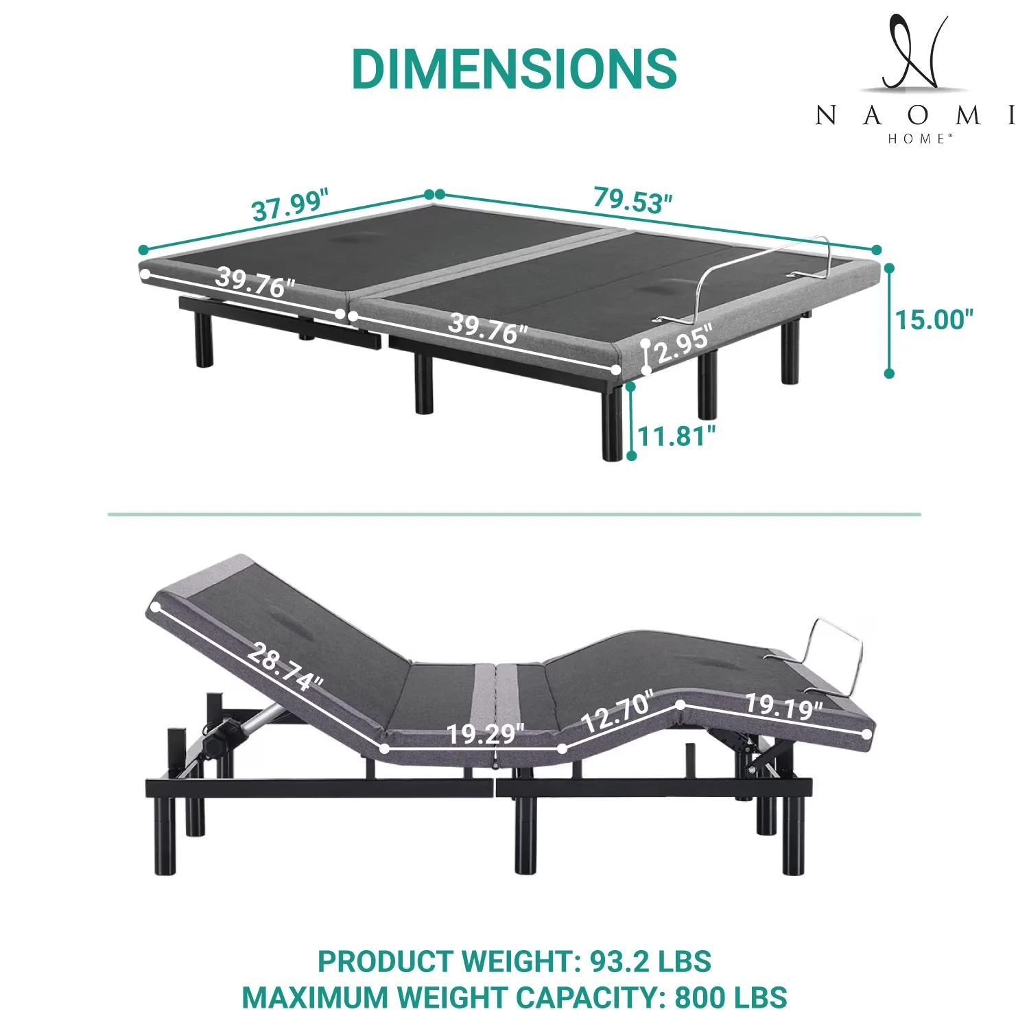Mattresses Accessory Classic with Massaging, Remote, Zero Gravity Bed - Gray, White Metal Model EEB435