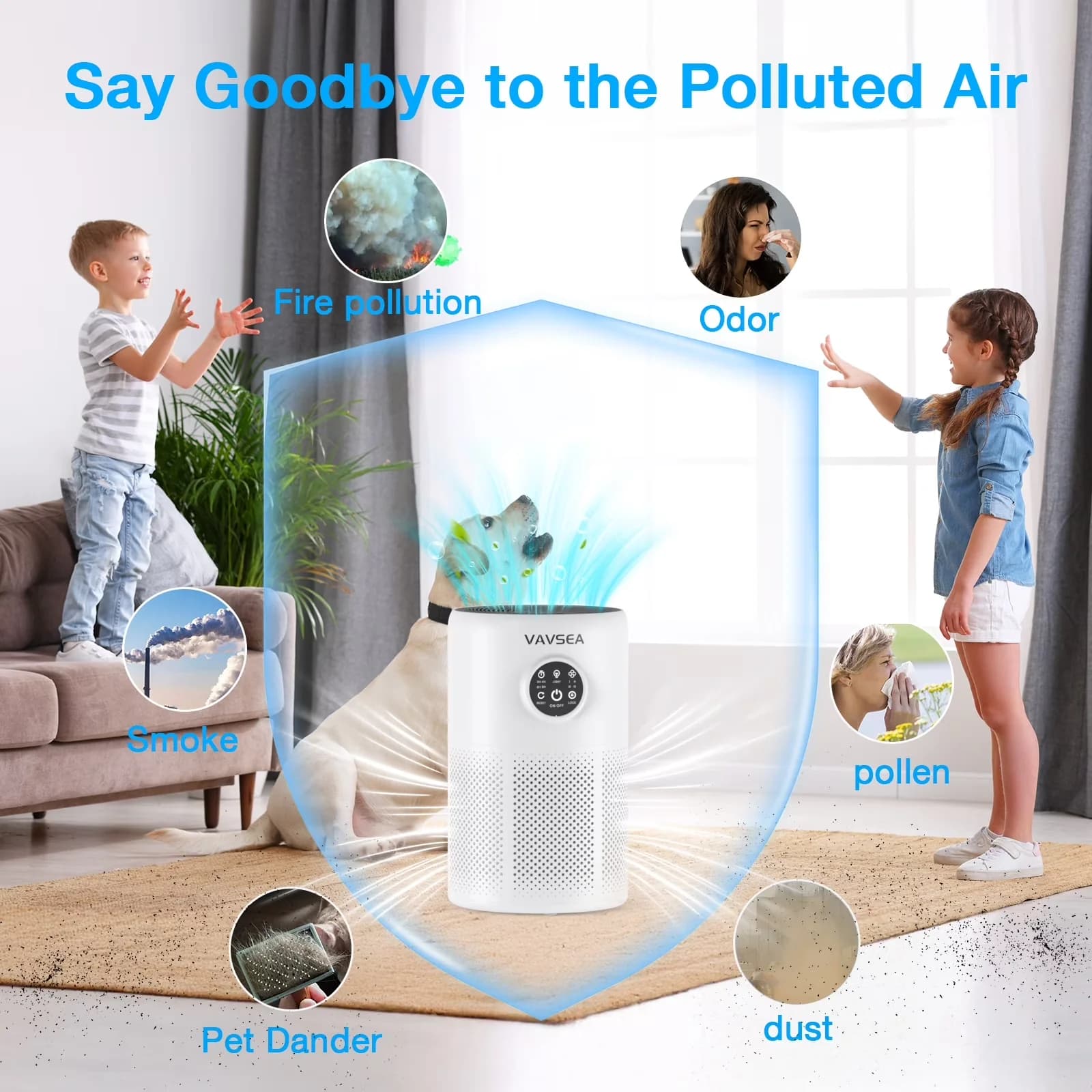 Versatile Air Purifier with Filter Change Indicator - White for Home, Large Model 1544A3
