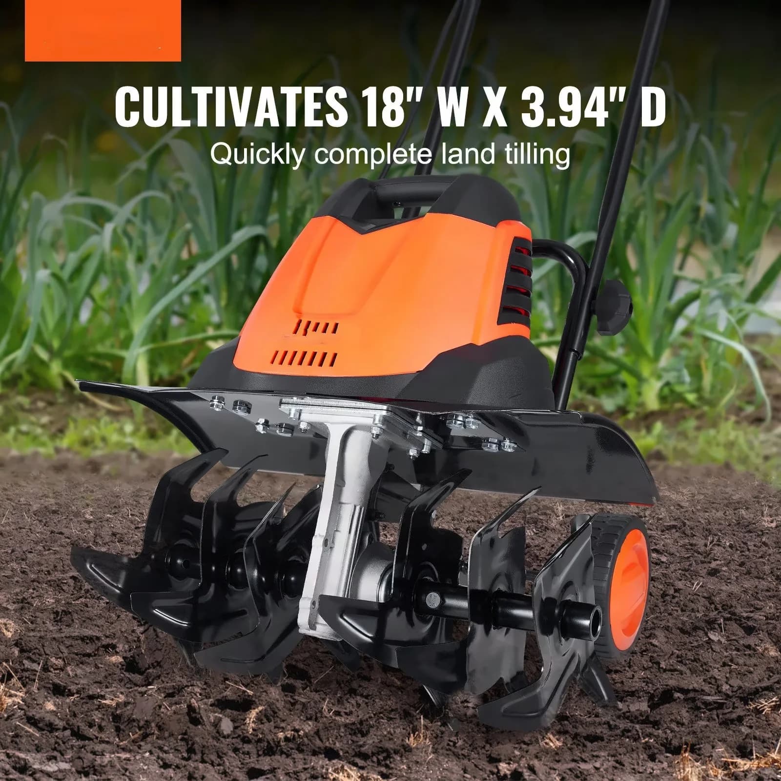 Efficient Trillers Cultivator with Steel Mn Tines, 12 Amp Electric Tiller 18" Width - Model 0EC605