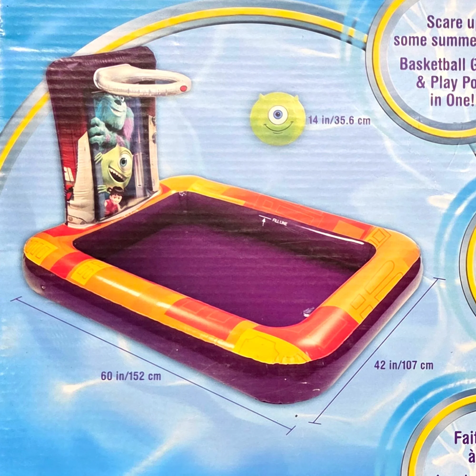 Compact Inflatable Pool with 60 inch length pool, 42 inches width, Easy set up & storage - Multicolor Model 8552F0