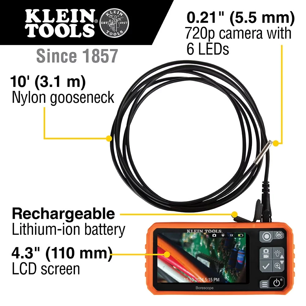 Classic Pro Tool with Adjustable, Utility Borescope - Multicolor Nylon Model 573883