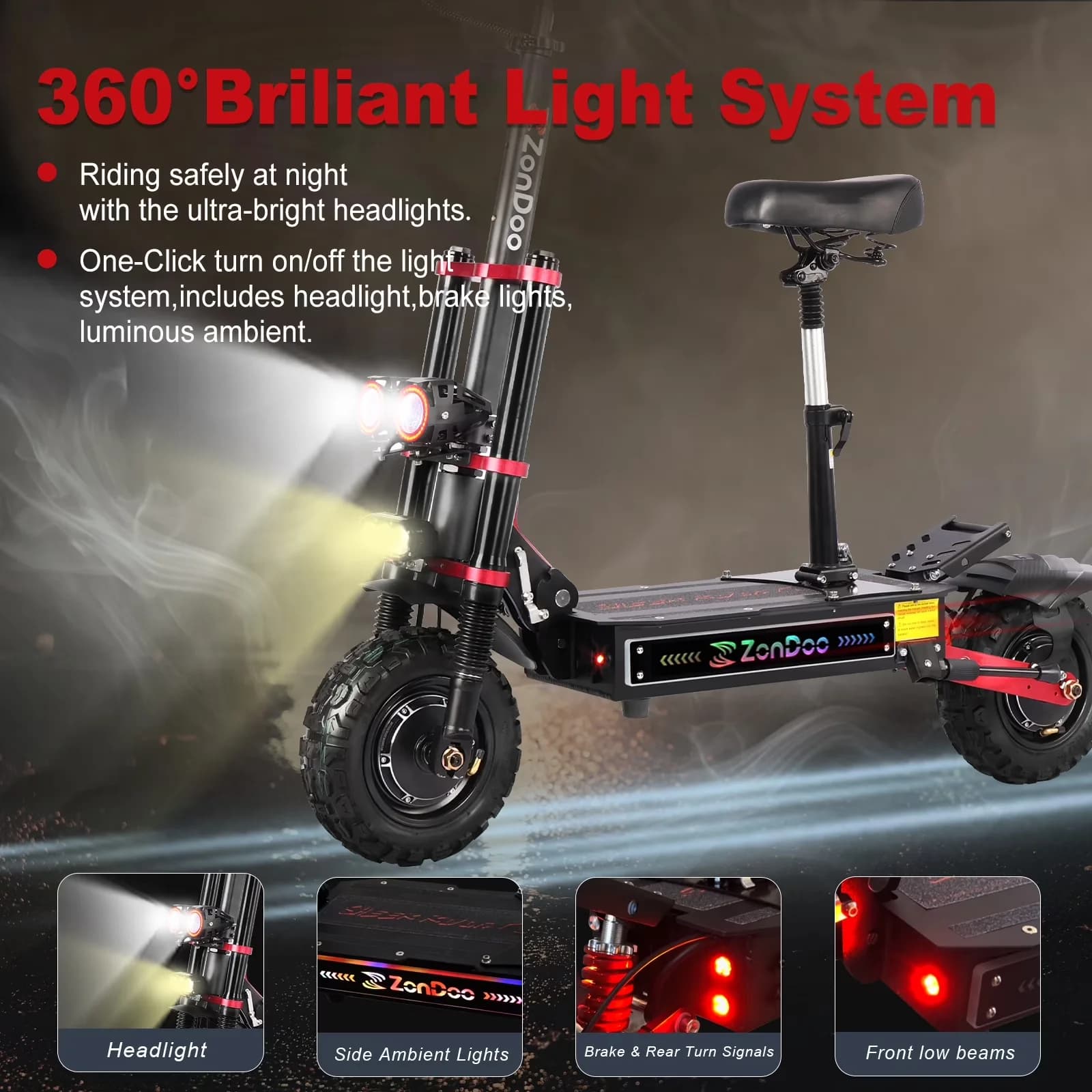 Premium Scooter with 6000W, Headlights, Foldable - Aluminum - Sleek Profile Model E0657C