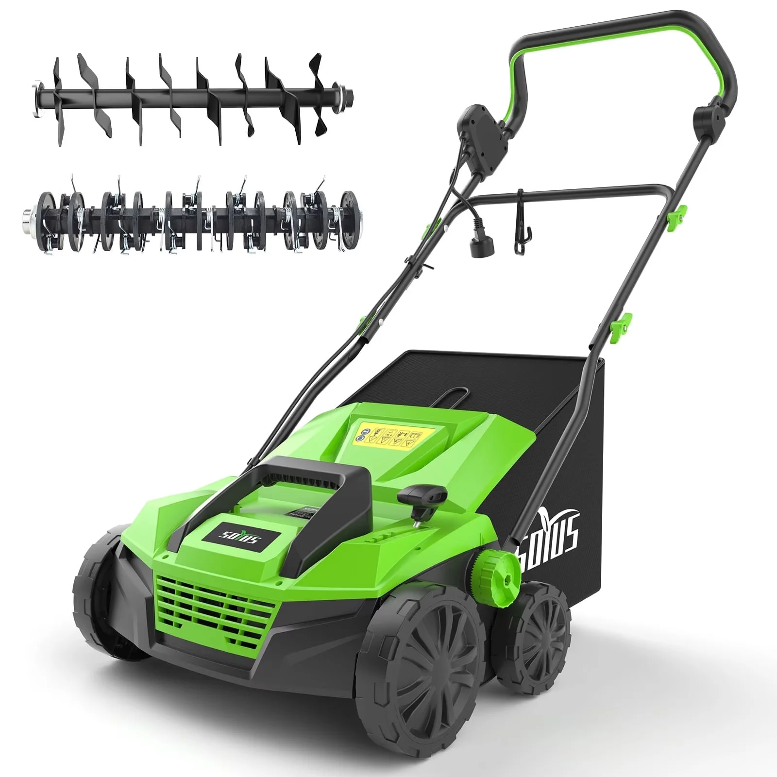 Stylish Push Mower with Folding Handle, 5-Position Depth Adjustment - Green Model 8B7525