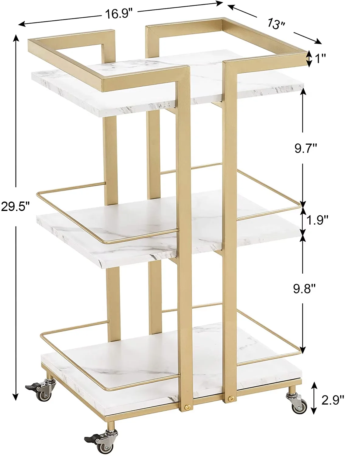 Stylish Garage Storage Supply with Rolling, Modern, Trolley Cart - Metal Frame And Wooden Board White for Home Model 64D026