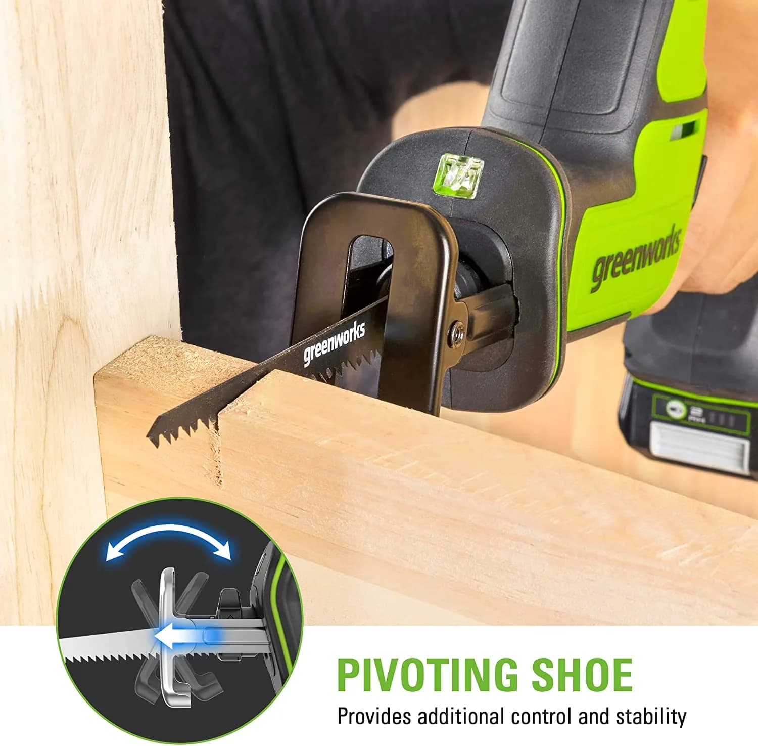 Versatile Power Saw with Battery, 24V, Built In Led - Space-Saving Design Model 325D41