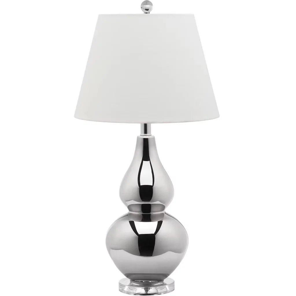 Sleek Table Lamp with Modern, Cybil 26 in. H Solid Double-Gourd - Silver Glass Model 73BED1