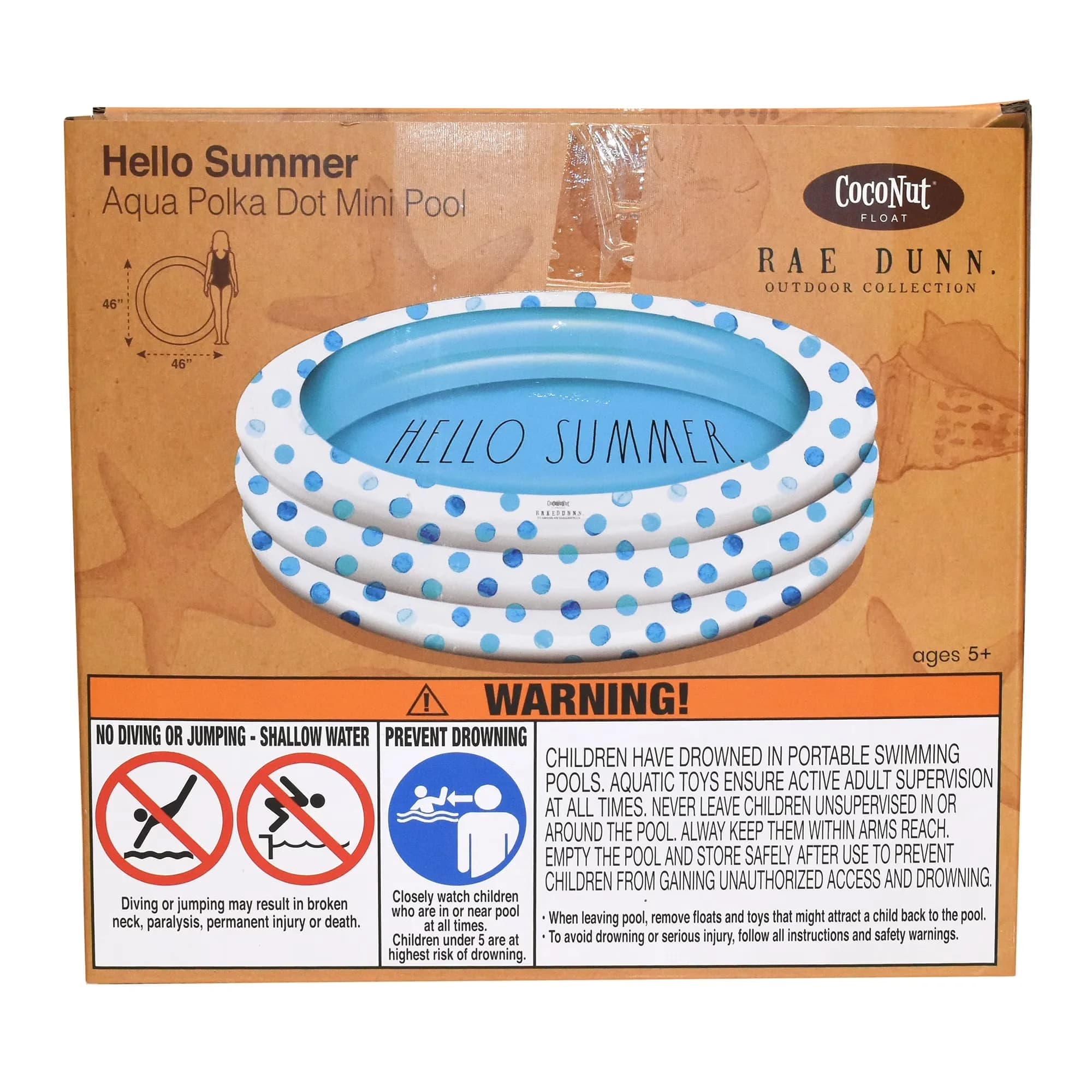 Modern Inflatable Pool with Puncture Resistant, : Hello Summer Aqua Poka Dots -46" Mini - Blue Model 9A31E2