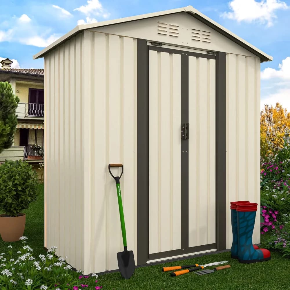 Shed Premium with Rot Resistant, Rust Resistant, Lockable Door - White Metal Model EB2388