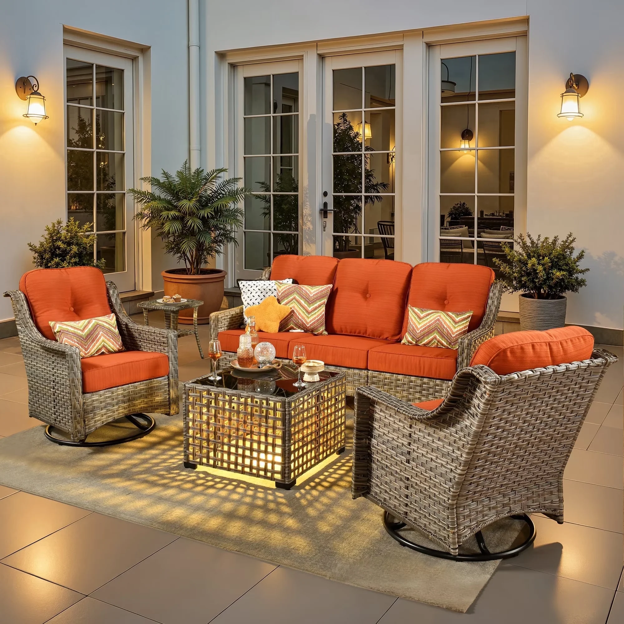 Compact Patio Conversation Set with Weatherproof, Portable - All-Weather Rattan Model 2C5374
