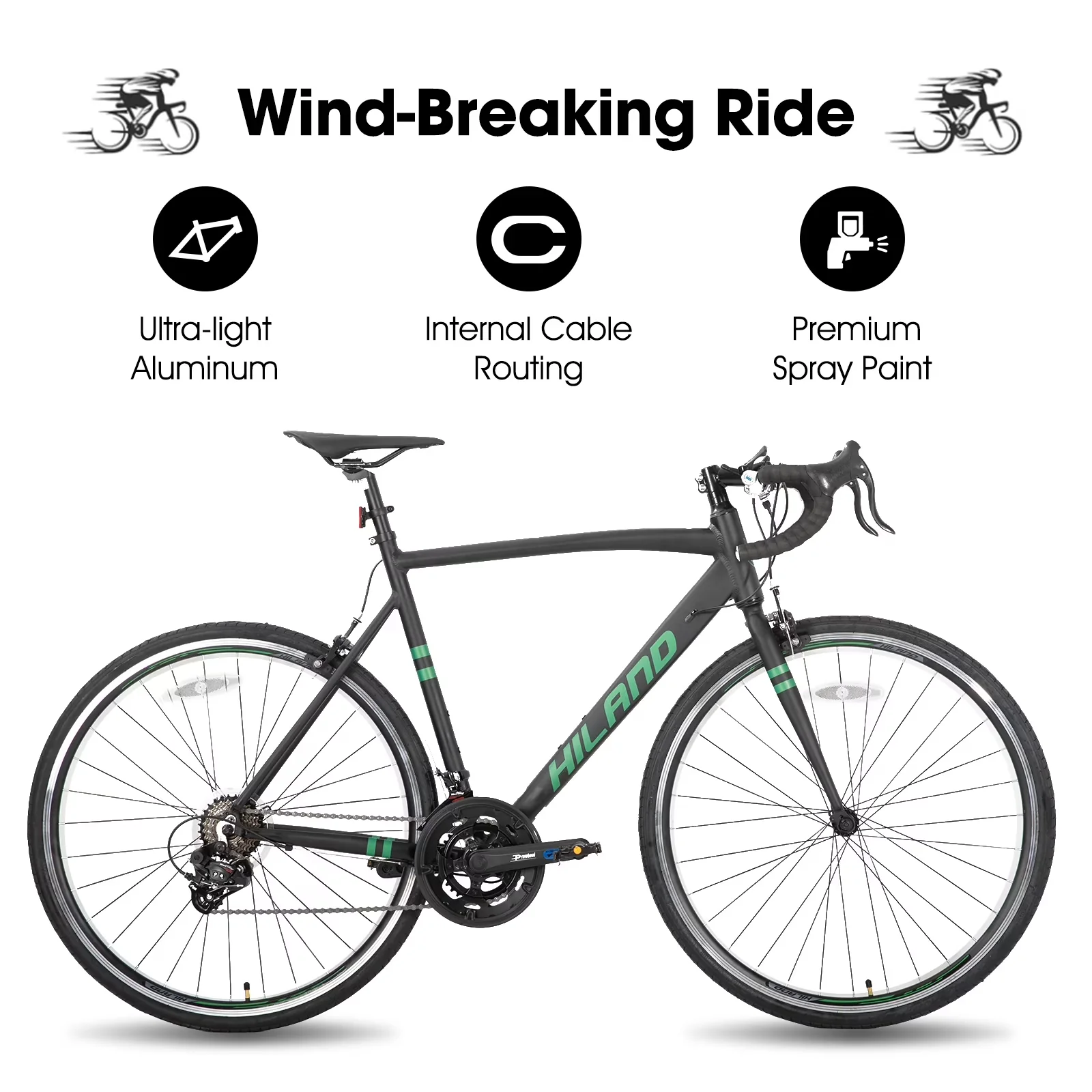 Innovative Road Bike with Lightweight, 53/57cm Frame, Aluminum - Black Model 60BE35
