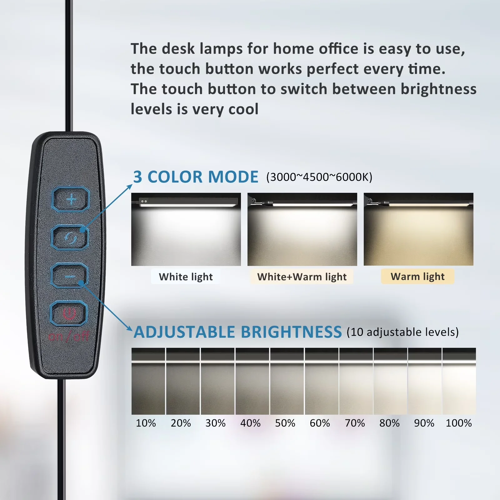 Compact Desk Lamp with LED, Swing Arm Lamps, Adjustable Head - White 1200LM Model D67E81