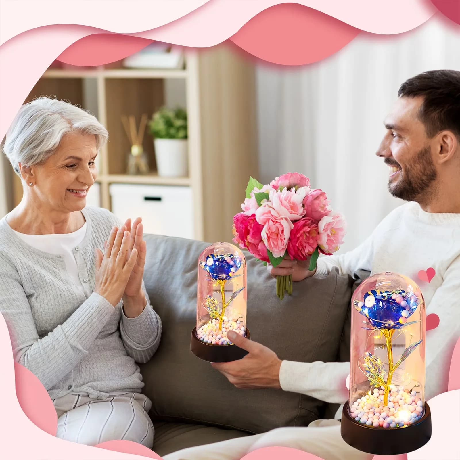 Essential Led Lighting with LED, Lights, Eternal Rose in Glass Dome - Commercial Quality Model EBFE15