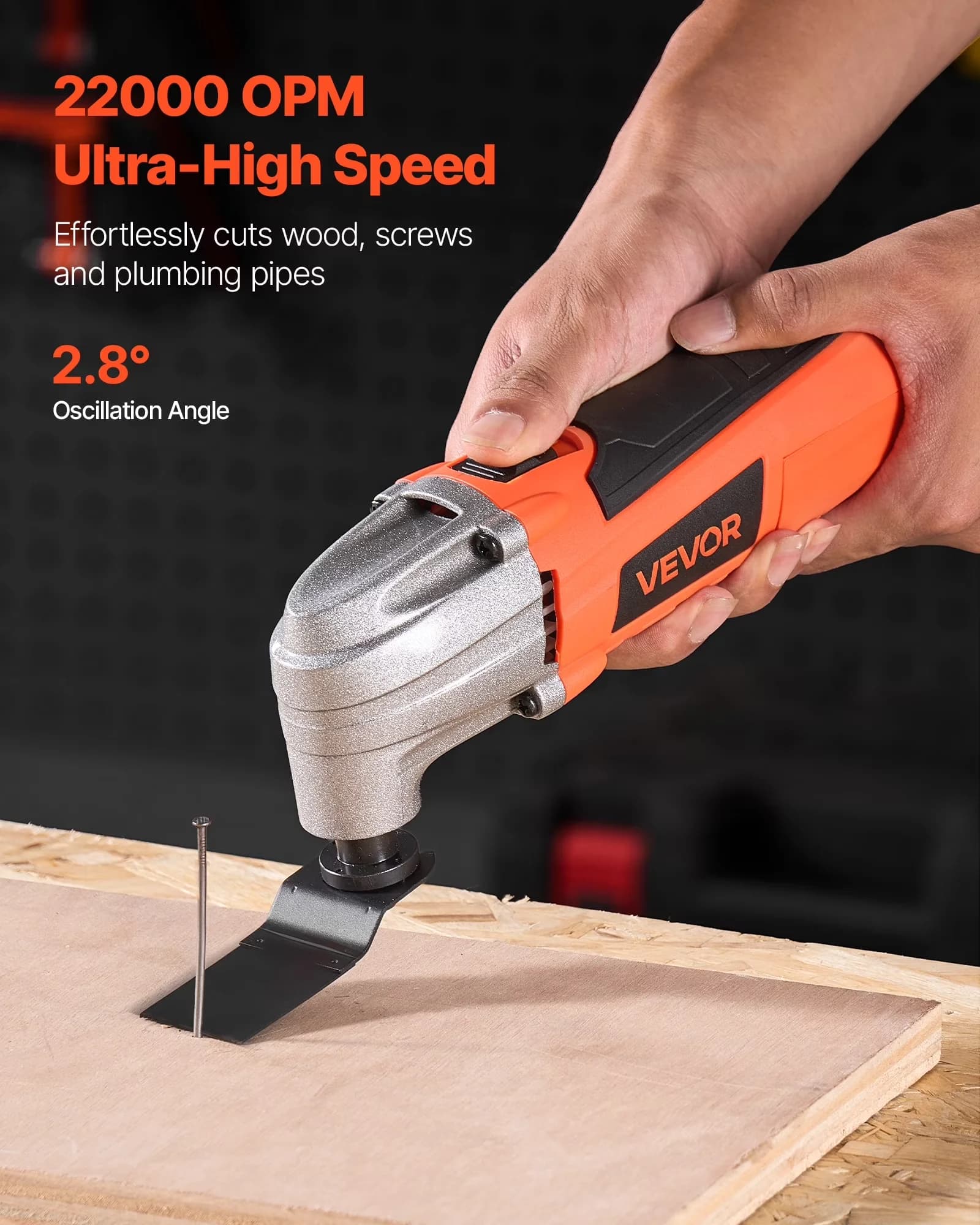 Stylish Woodworking with Multi Tool, Anti-Slip, Oscillating Tool Multitool - Black Model A3F988