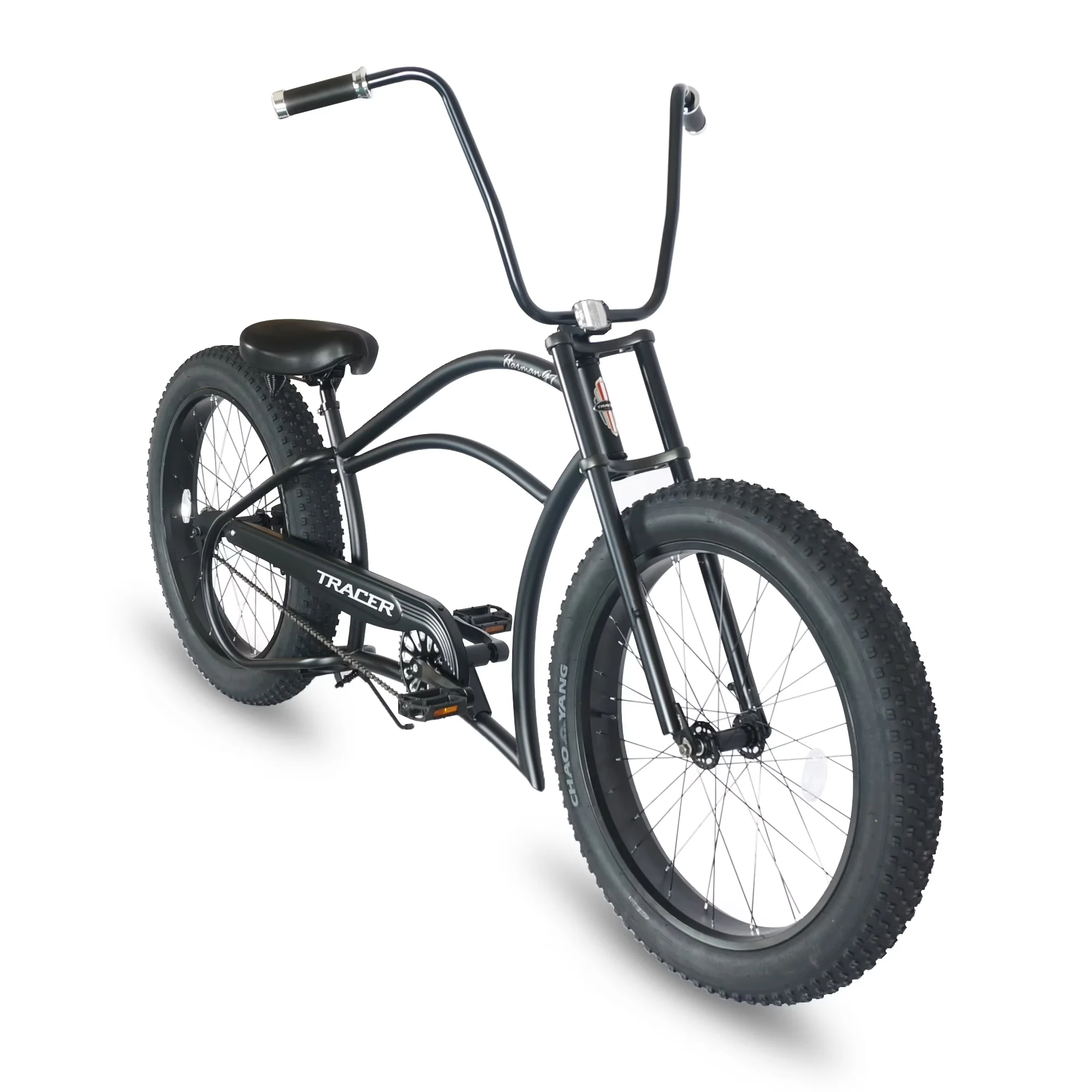 Quality Cruiser Bike with Adjustable Seat Height, Coaster Brake, High rise Handlebar - Matte Black Model F221FD
