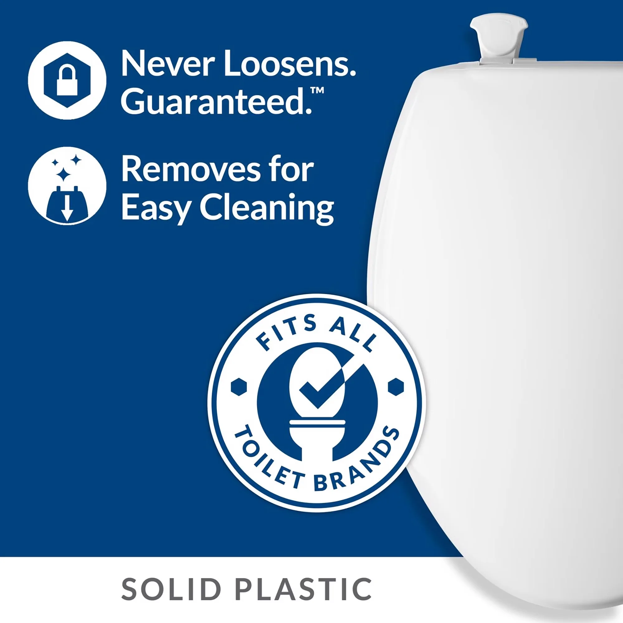 Quality Toilet Seats And Lid with Universal, Color-matched bumpers and hinges, by Bemis Round White Plastic Seat - White Plastic Model 57B6CC