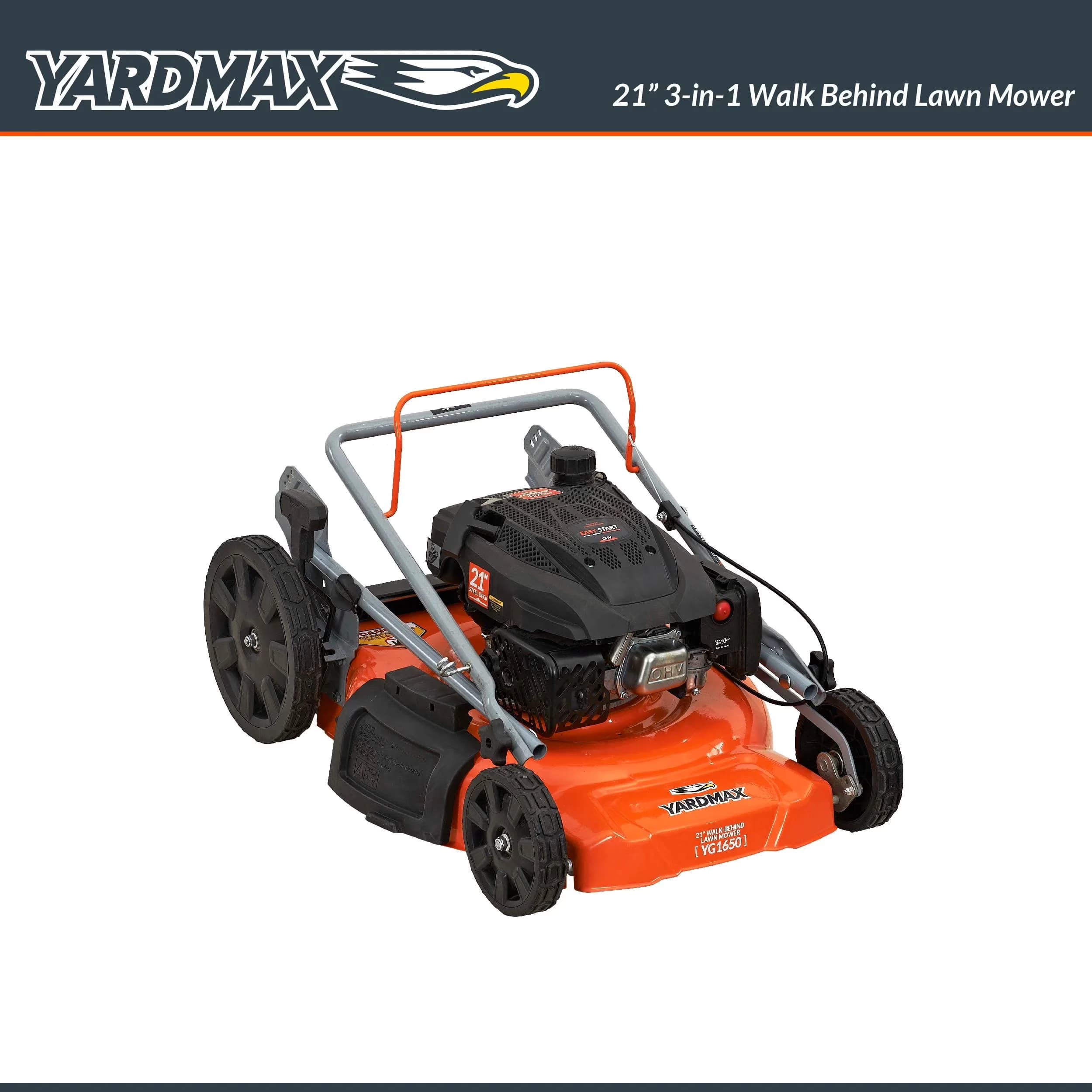 Push Mower Versatile with Mulching, Adjustable Cutting Height, Folds for space-saving storage - Model 0E47B2