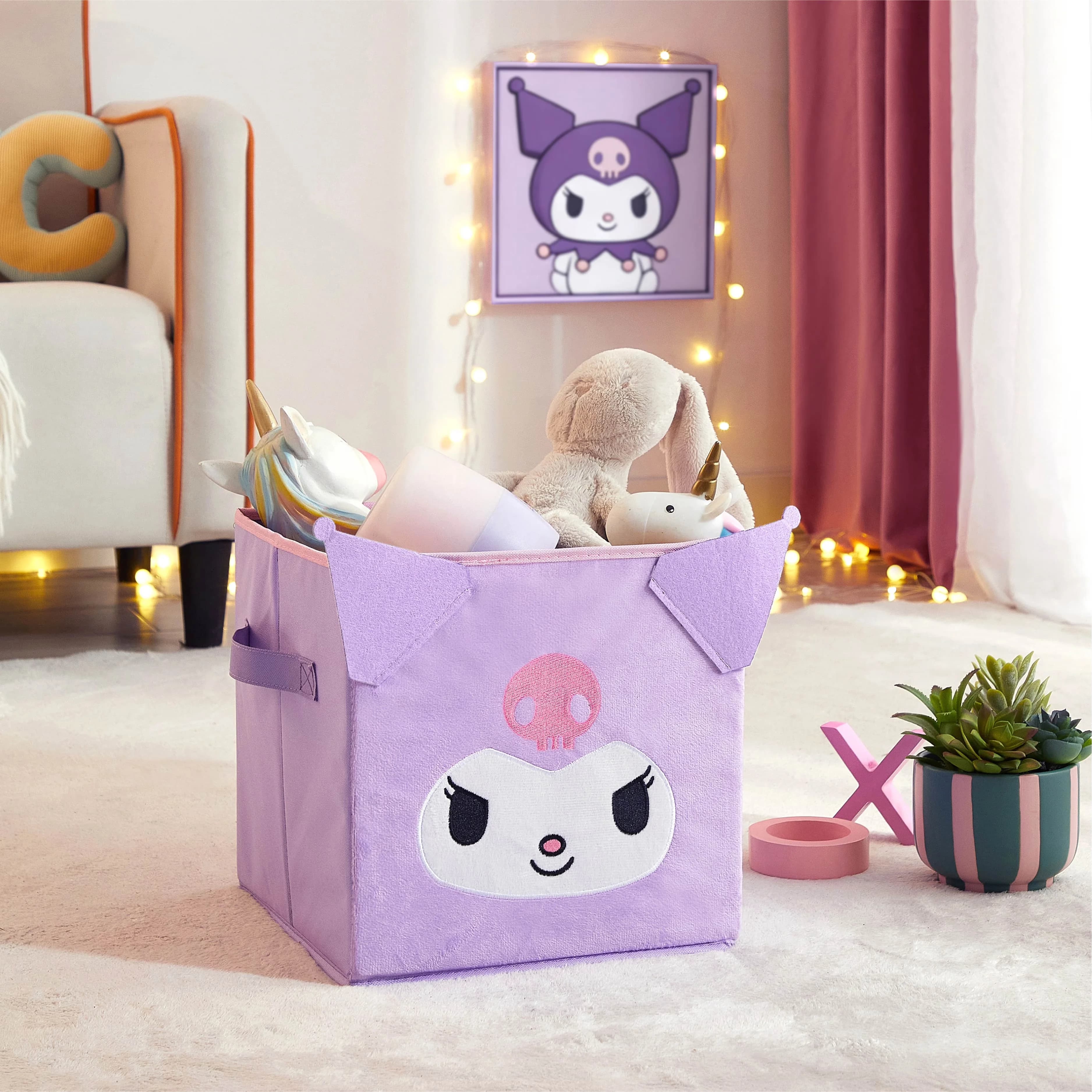 Innovative Garage Storage Supply with Collapsible, Kuromi Micromink Figural Cube - Purple Micromink Model 37D3DB