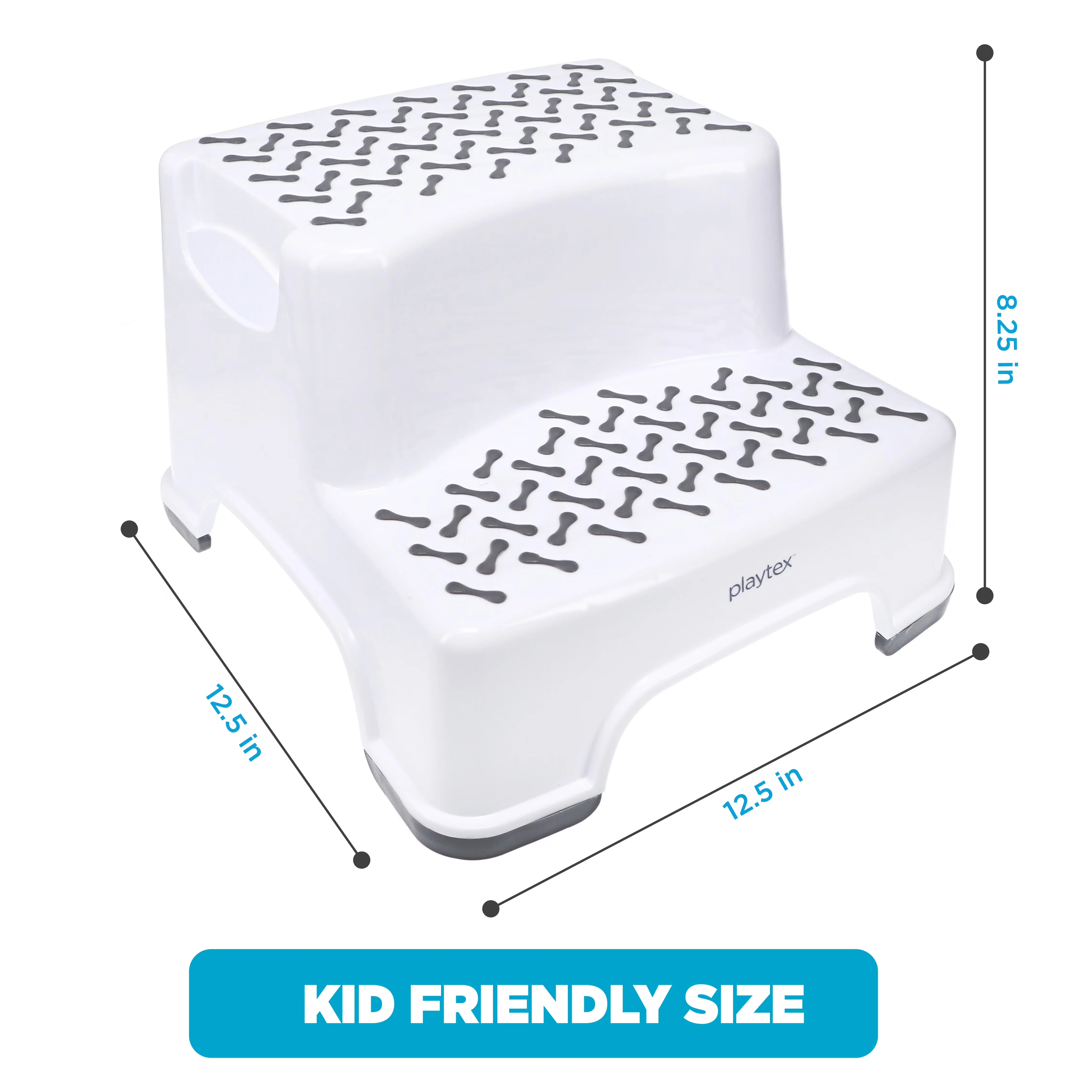 Ladders And Step Stool Premium with Anti-Slip, Measures 12.5” L x 12.5” W x 8.25” H, 2-Tier - Plastic White Model 83B98F