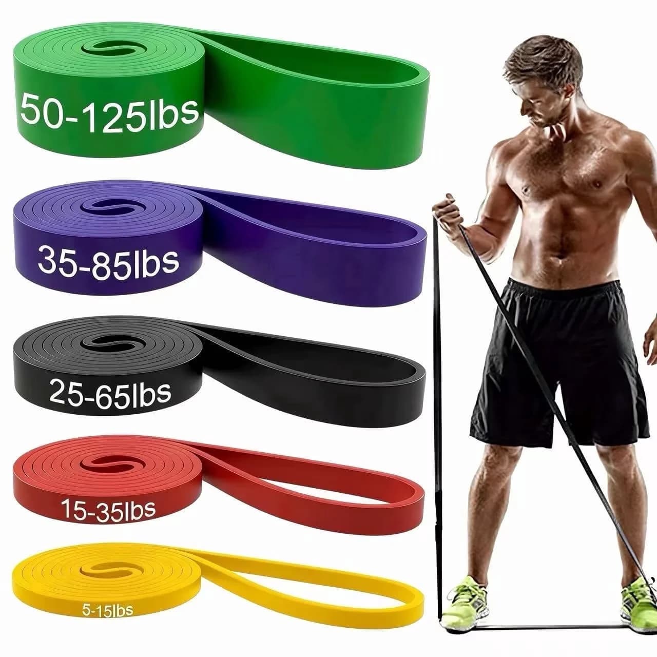 Classic Home Gym Accessory with Anti-Slip, 5 Pack Exercise Bands - Natural Rubber for Home Model 227641
