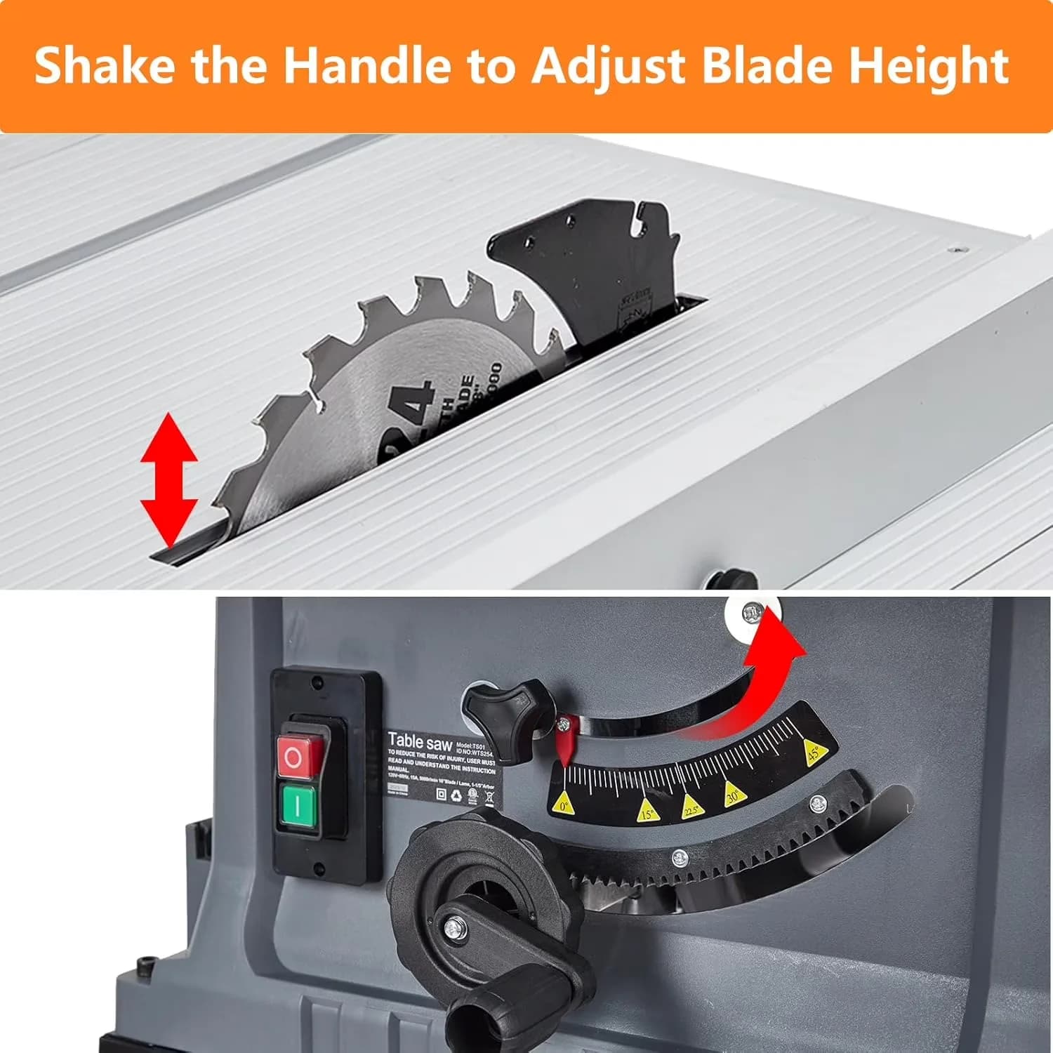Power Saw Efficient with Adjustable, Multifunctional Table, 10 Inch 15 Amp Portable Table - Model 31977F