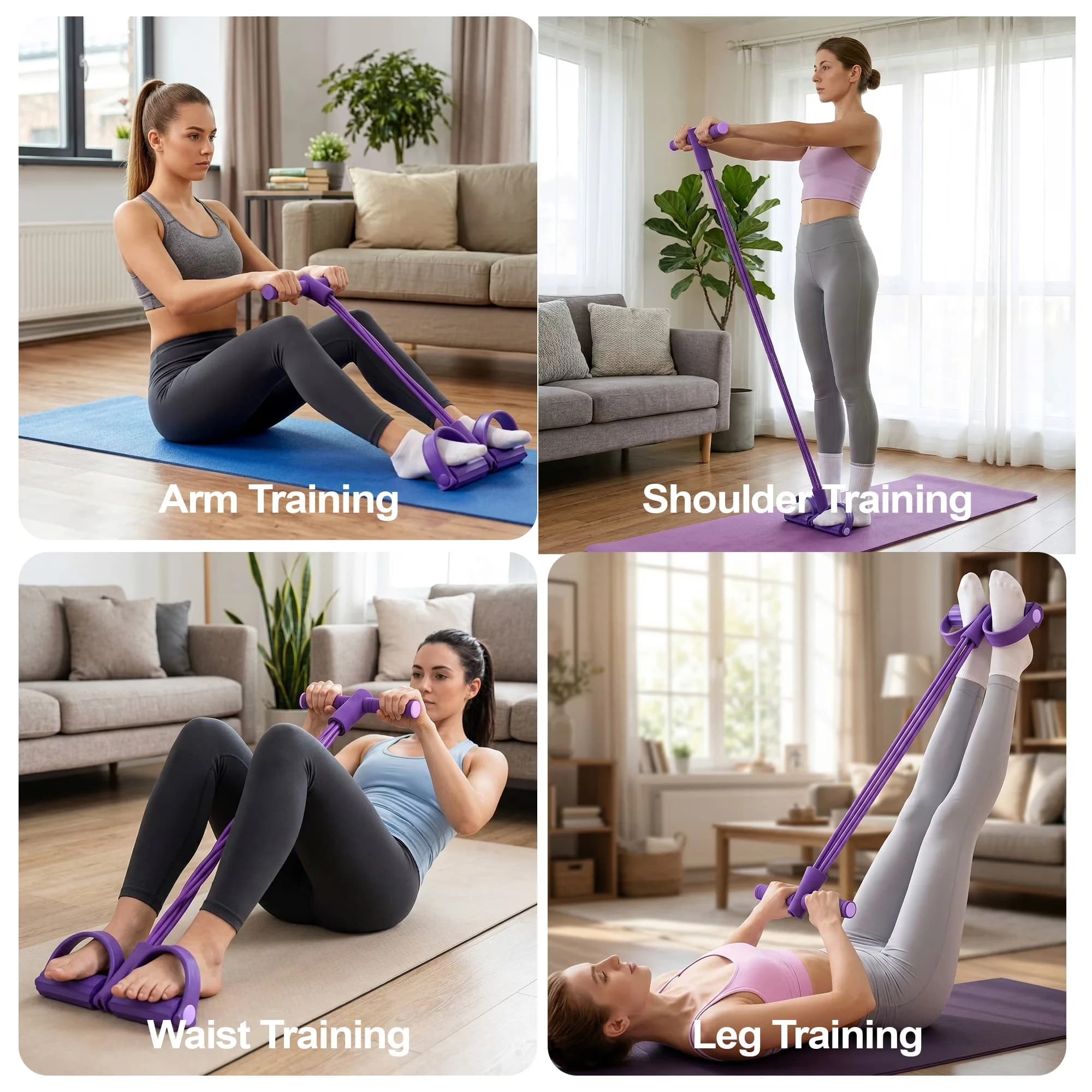 Efficient Home Gym Accessory with Anti-Slip, Pedal Resistance Bands - Purple Enviromental Foam & Pvc Model 2B9016