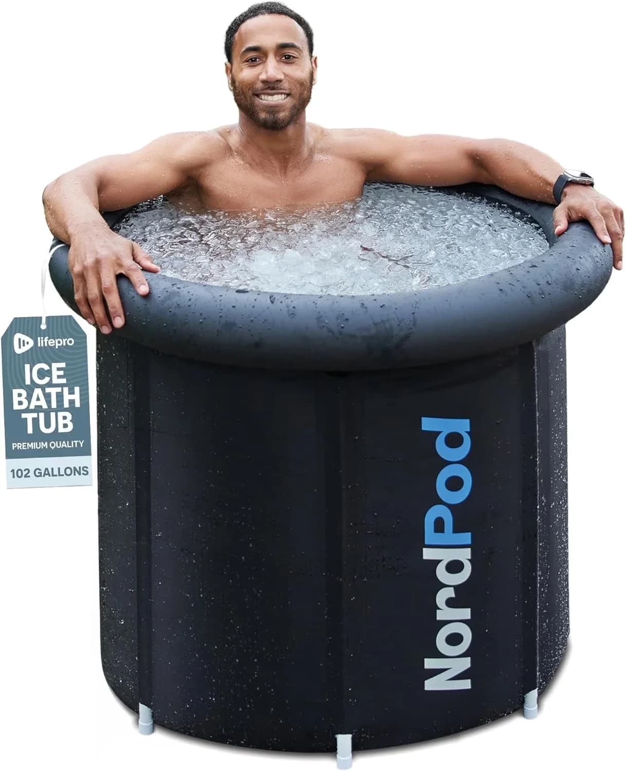 Compact Hot Tub with Inflatable, Puncture Proof, Cold Plunge - Black NordPod Model 1EBDB9