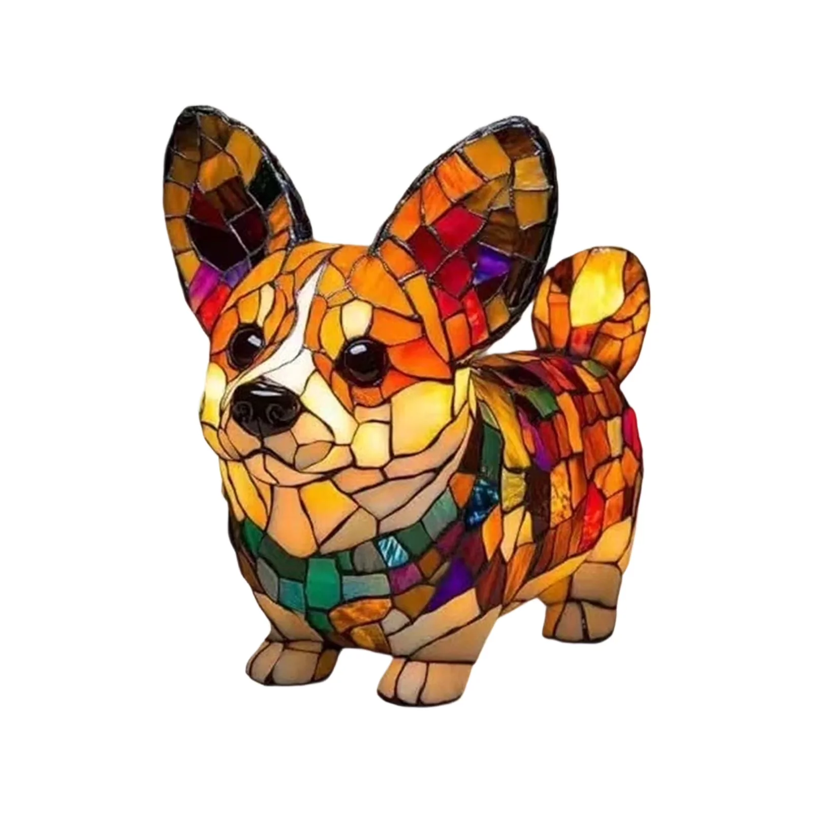 Durable Lamp Set with LED, Modern, Stained Glass Style Decorative Figurine - Model 861FD9