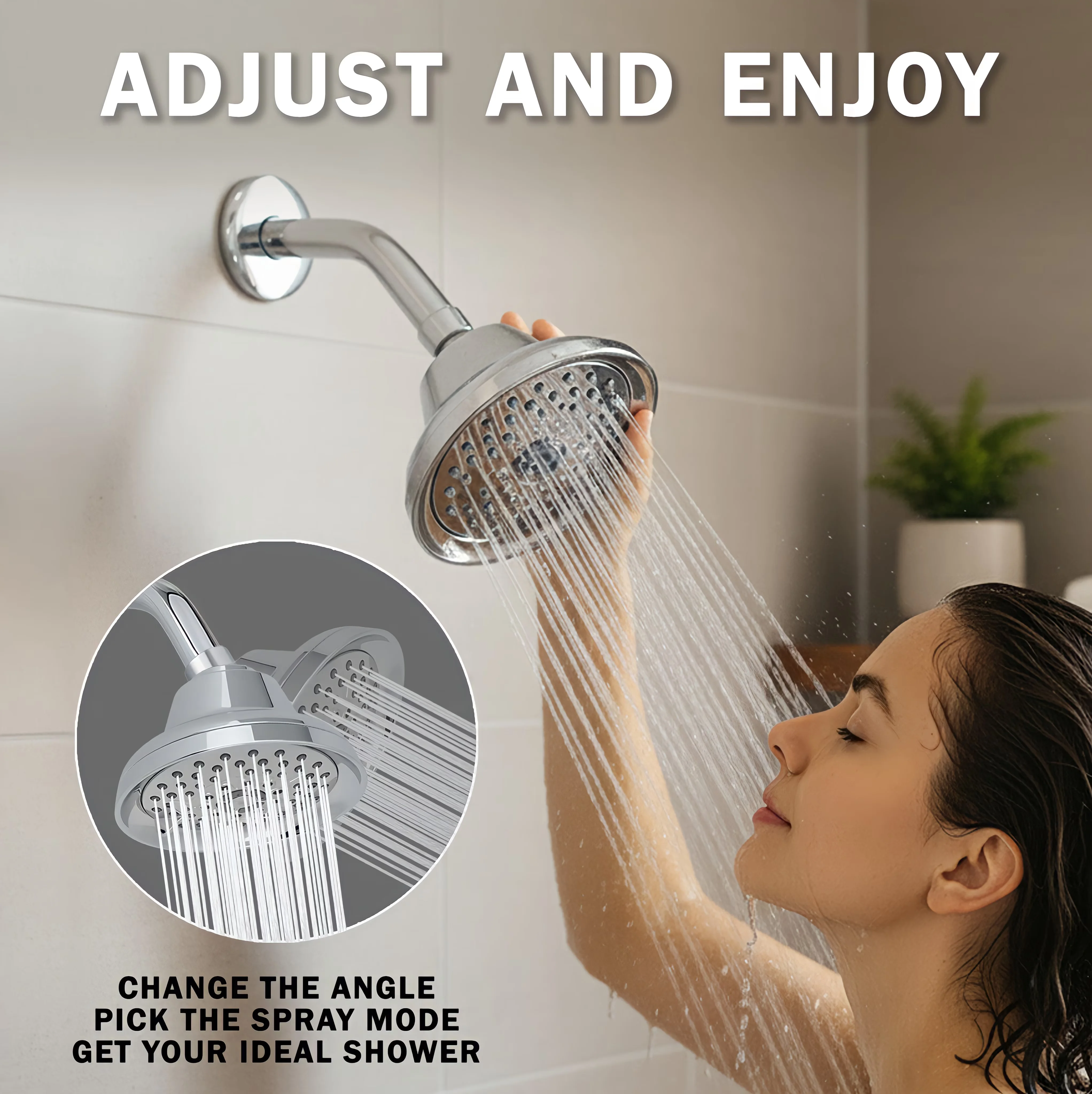 Shower Head Reliable with Easy To Install, Self-Cleaning Nozzles - Silver Abs, Brass Model A8FAC1