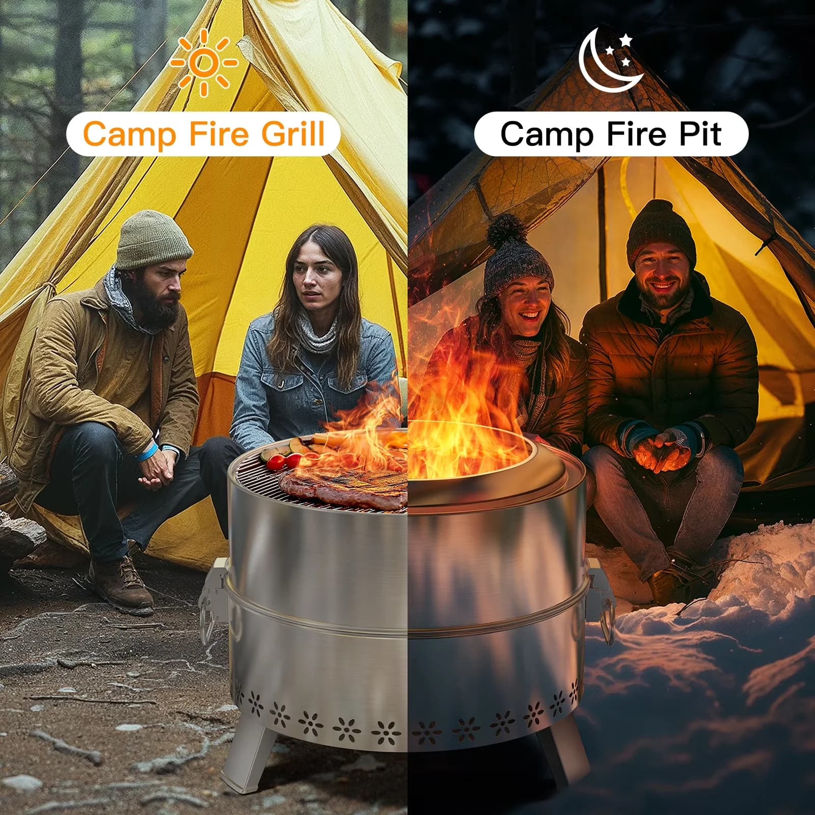 Reliable Outdoor Heating with Smokeless, Fuel Type: Wood, Material: Stainless Steel - Stainless Steel 19" Model 165499