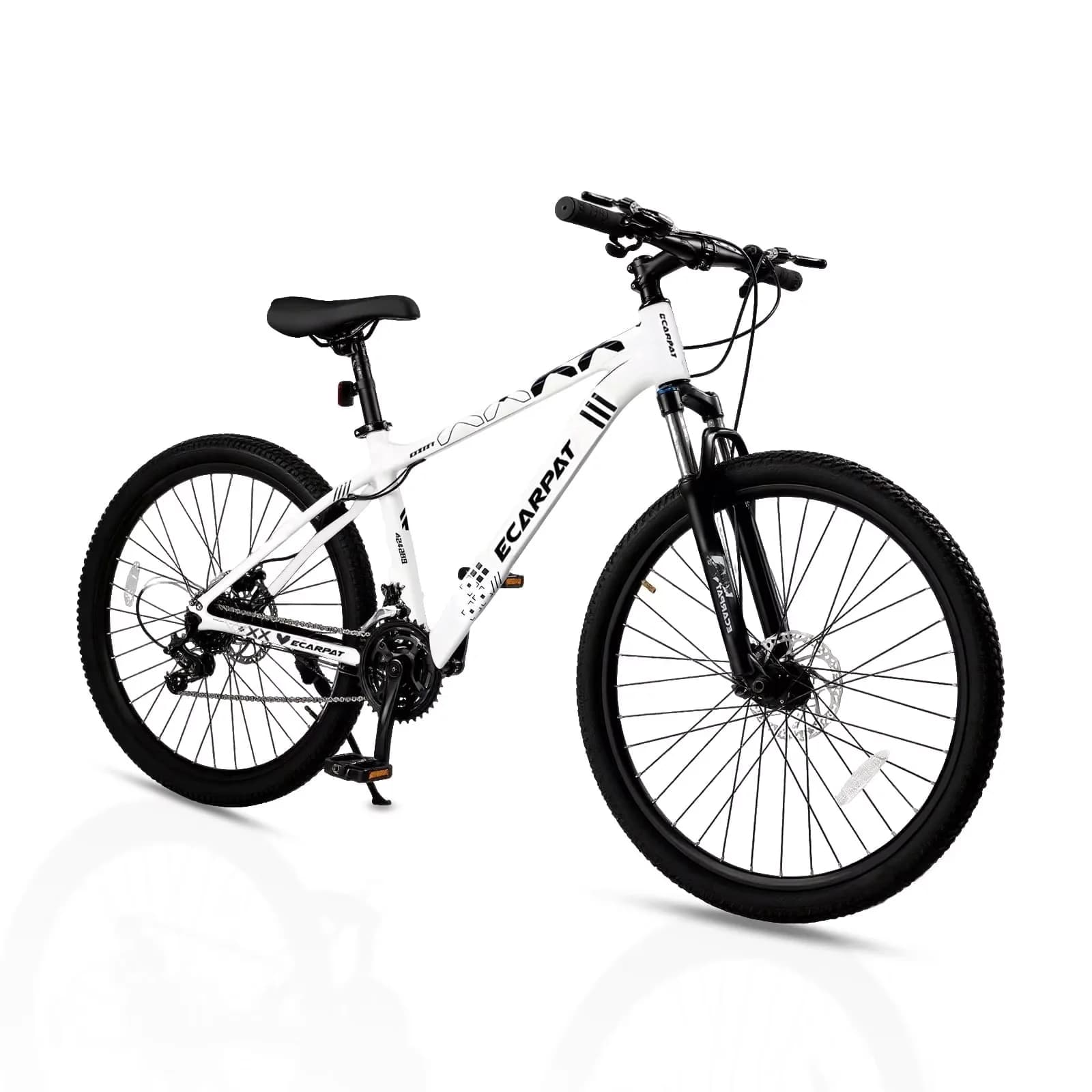 Professional Mountain Bike with 24 Inch, 9-Speed Bicycle, Front Suspension and Dual Disc Brakes - White Model DF8DB9