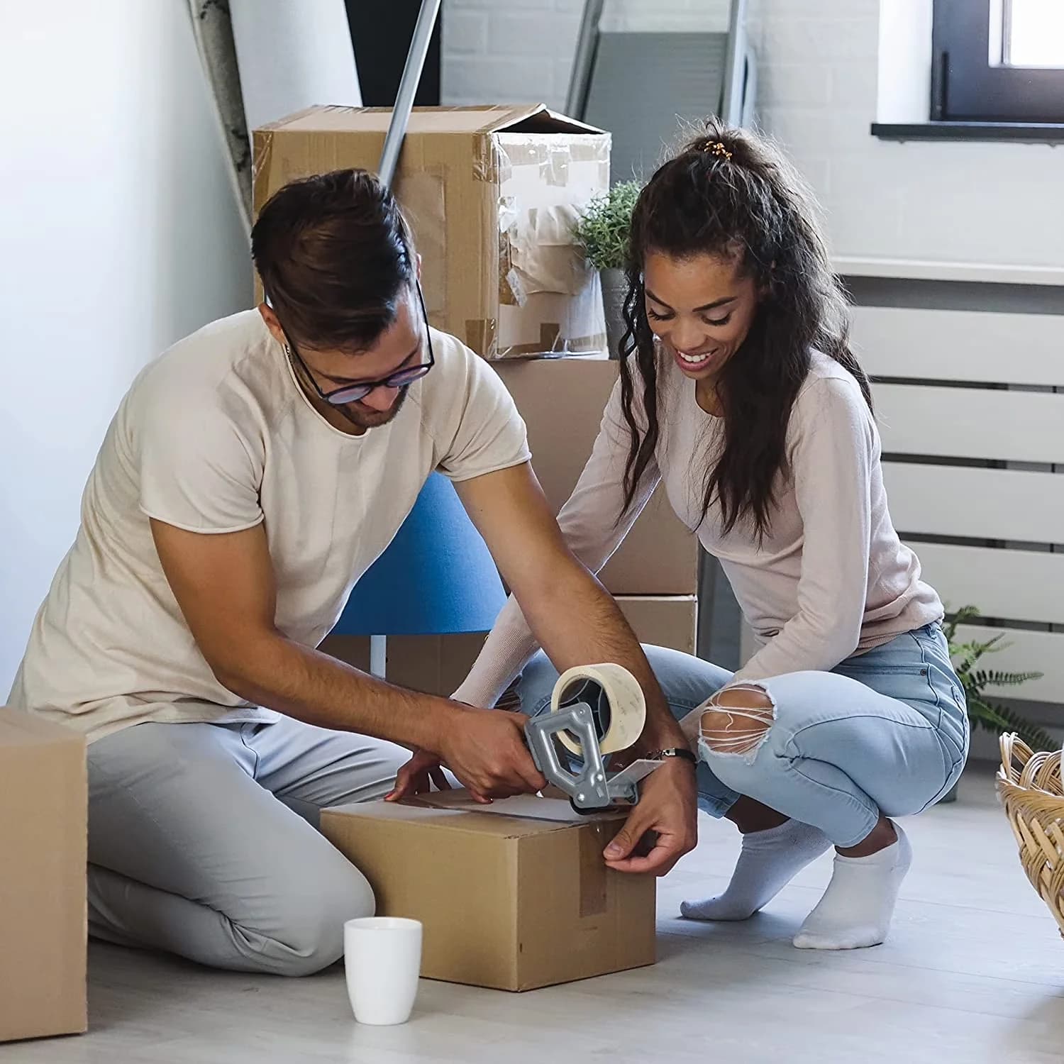 Moving Premium with 6 Pack, 2” Wide, Packing Tape - Clear Plastic - Long-Lasting Performance Model E0DE21