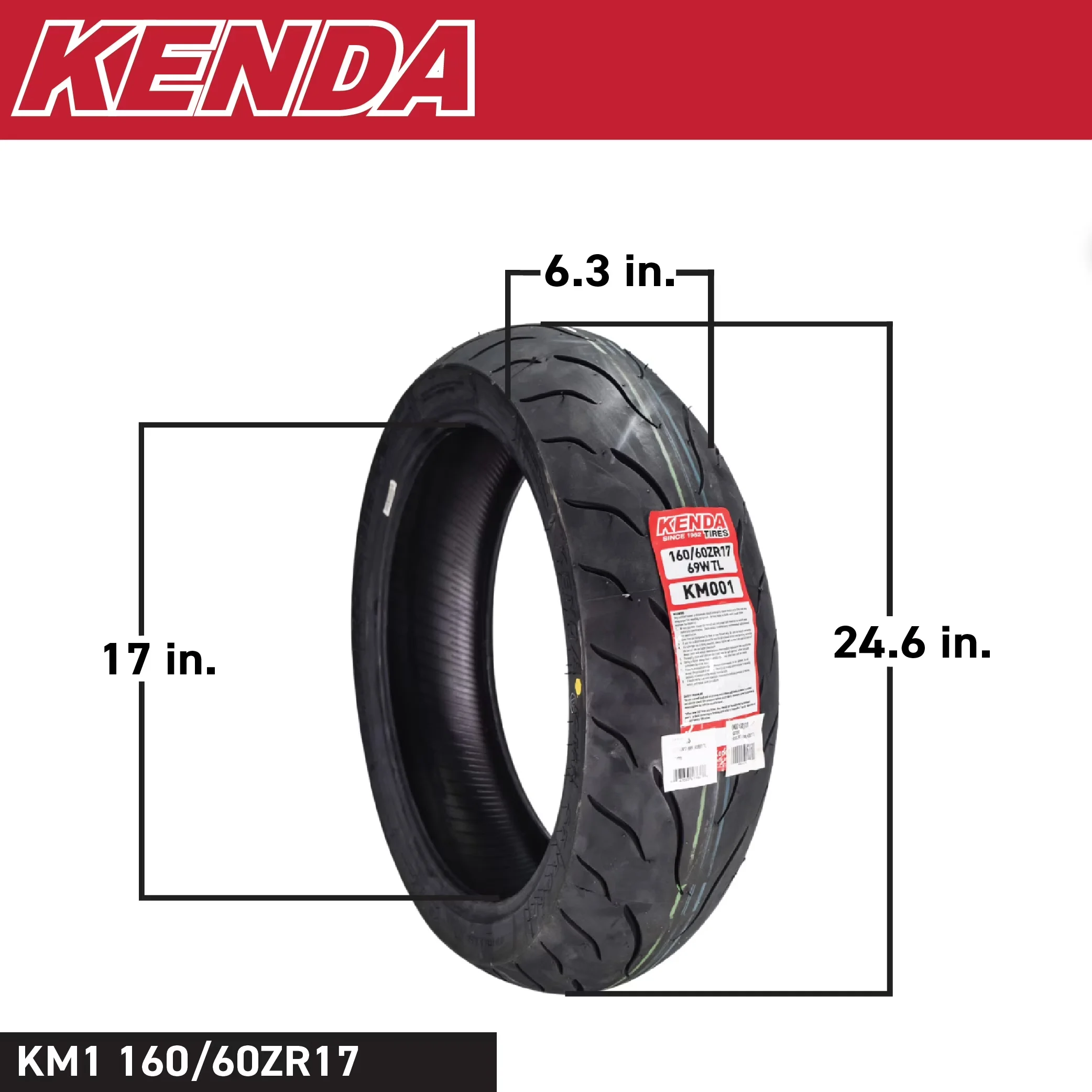 Motorcycle Tire Reliable with 69W, All-Weather - Black KM1 - Residential Grade Model D3E4B0