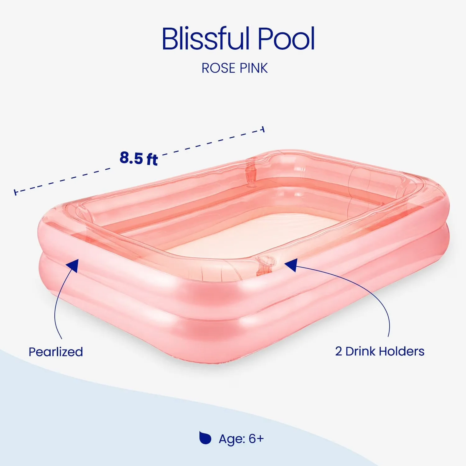 Professional Inflatable Pool with Age 6 & up, Rose Pink, Rectangular - 5ft Model C04355
