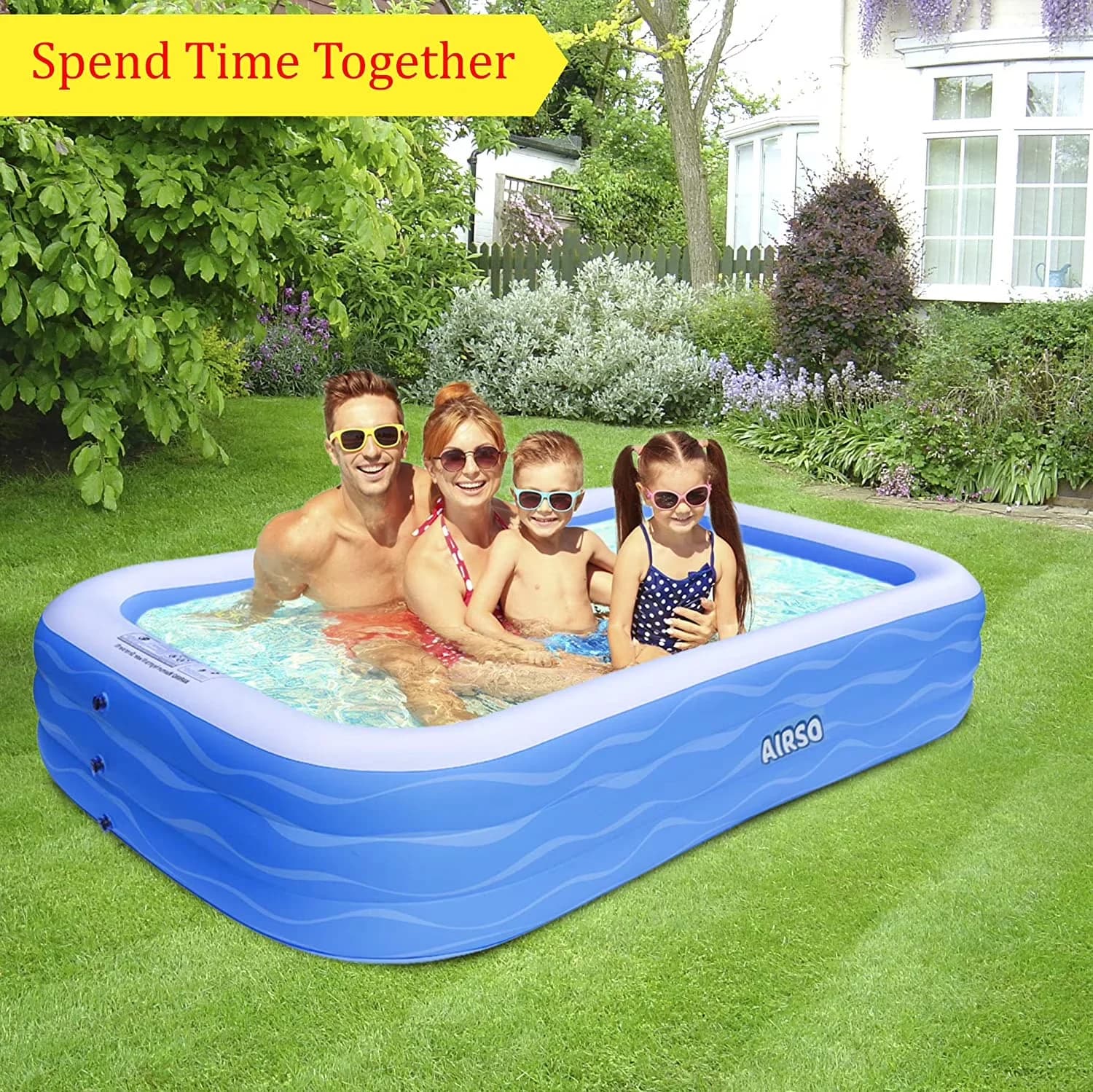 Inflatable Pool Classic with Uv Resistant - Blue for Outdoor, Garden Swimming Model 59A59E